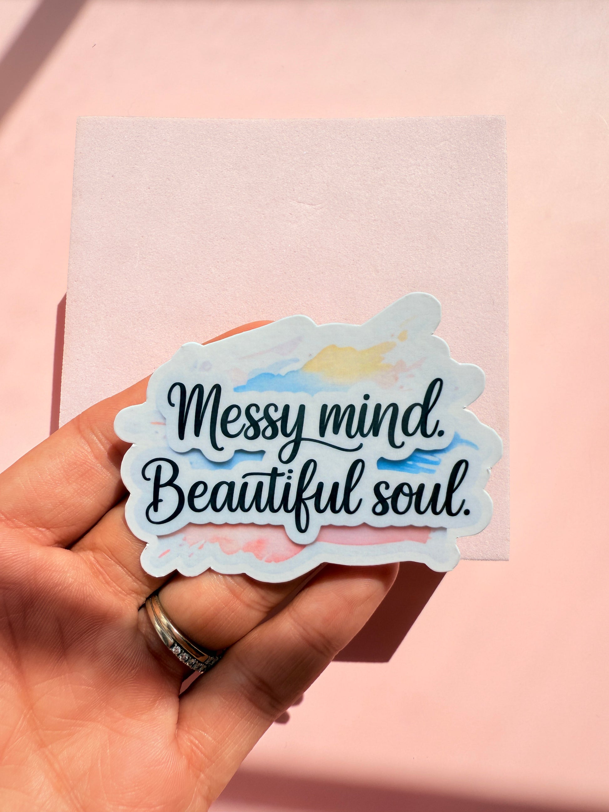 Collection of vinyl stickers featuring relatable quotes about anxiety