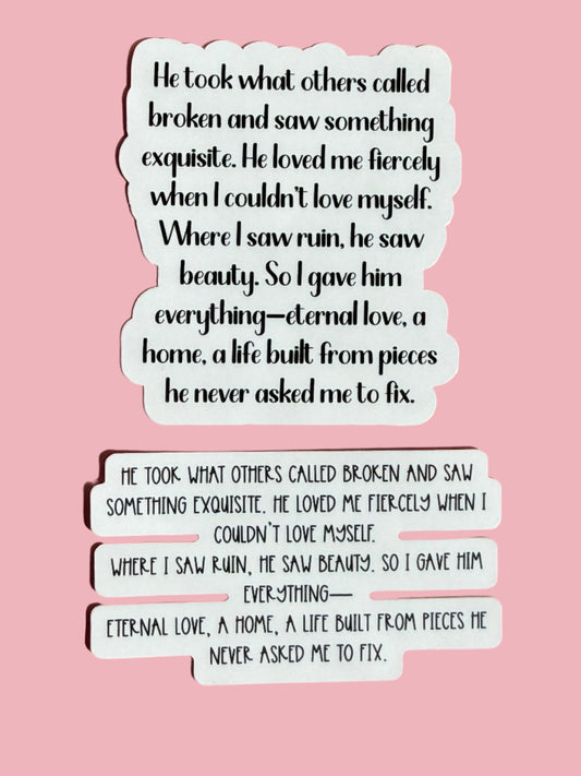 Romantic quote vinyl sticker, love saying decal