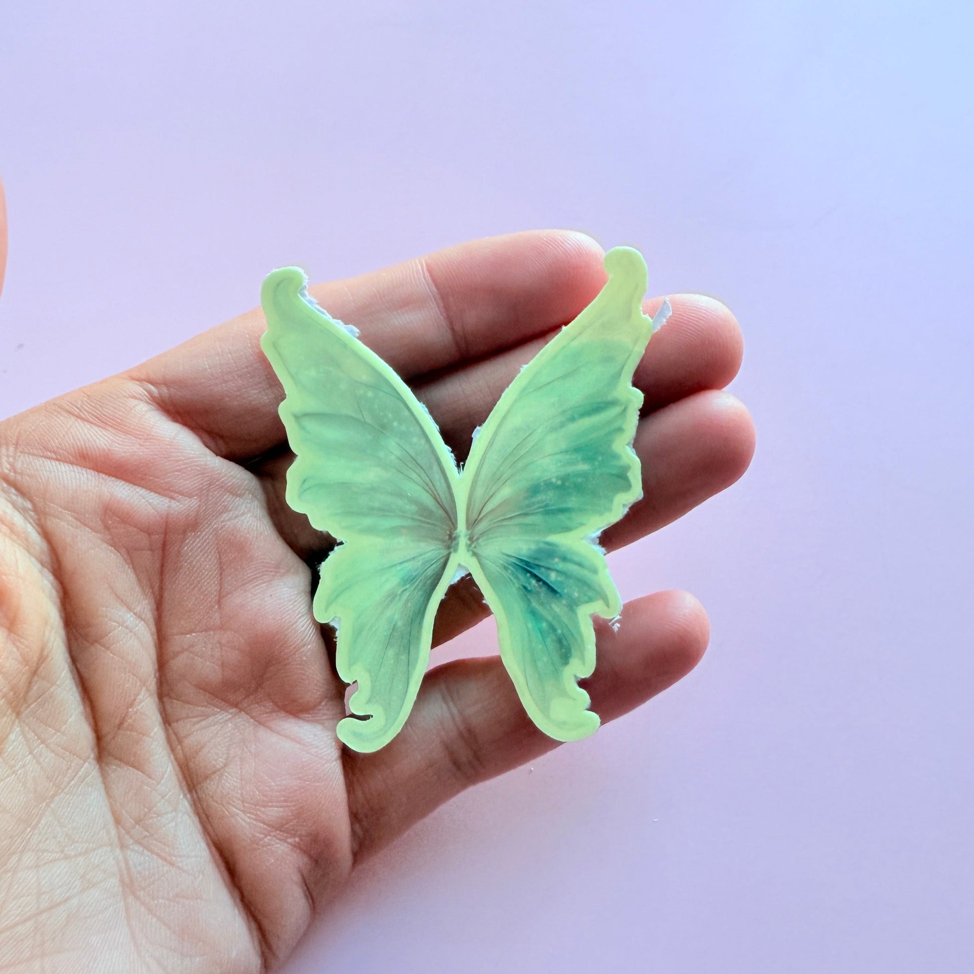 Ethereal Butterfly Wings Sticker | Magical Green Fairy Wings Vinyl Decal | Whimsical Fantasy Fairycore Aesthetic Laptop Water Bottle Sticker | 2.61-inch - The Sticker Era