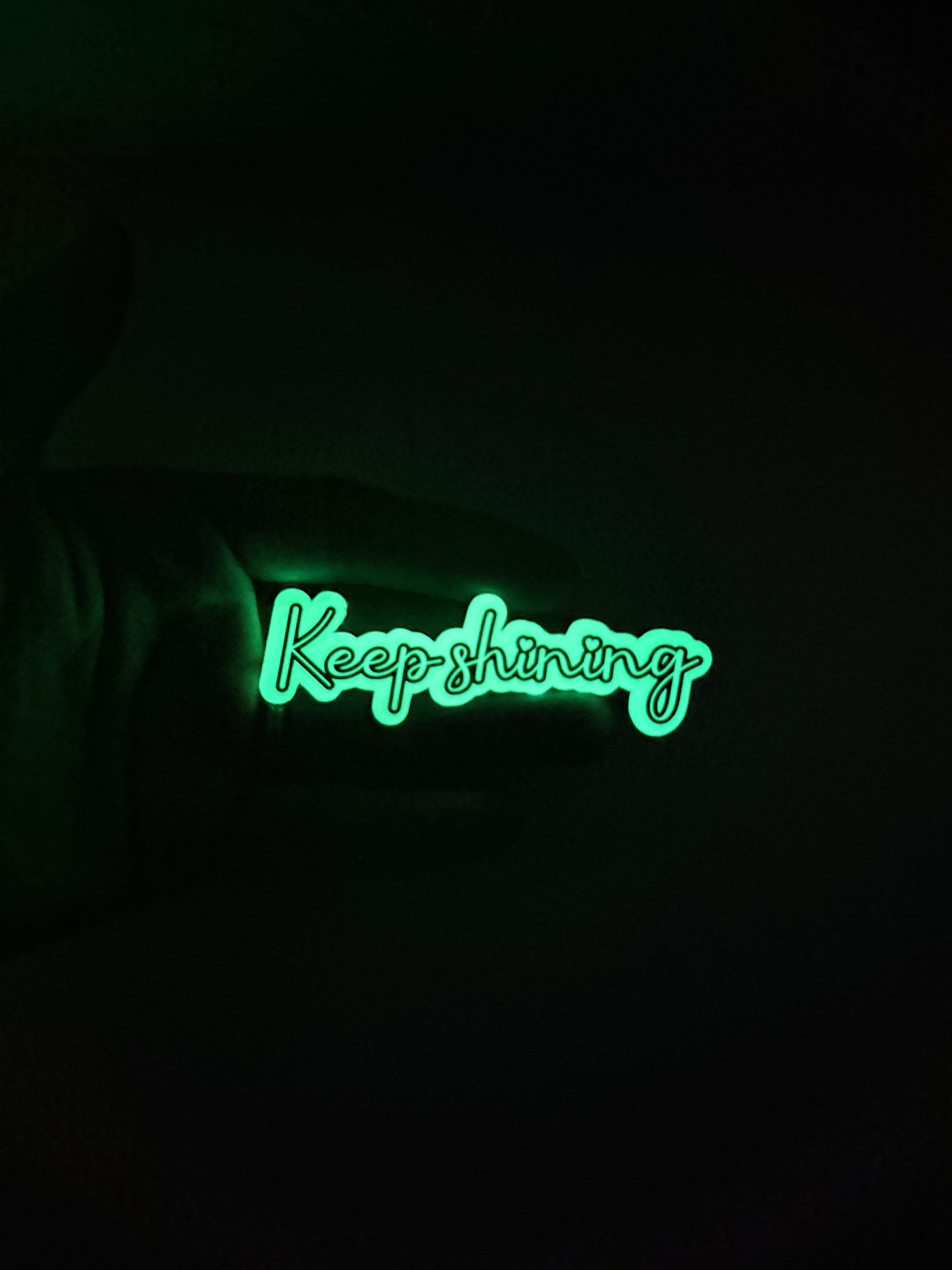 Glow in the Dark "Keep Shining" Motivational Quote Sticker | Positive Affirmation Luminous Vinyl Decal | Self-Love Inspirational Laptop Water Bottle Sticker | 3.16-inch - The Sticker Era