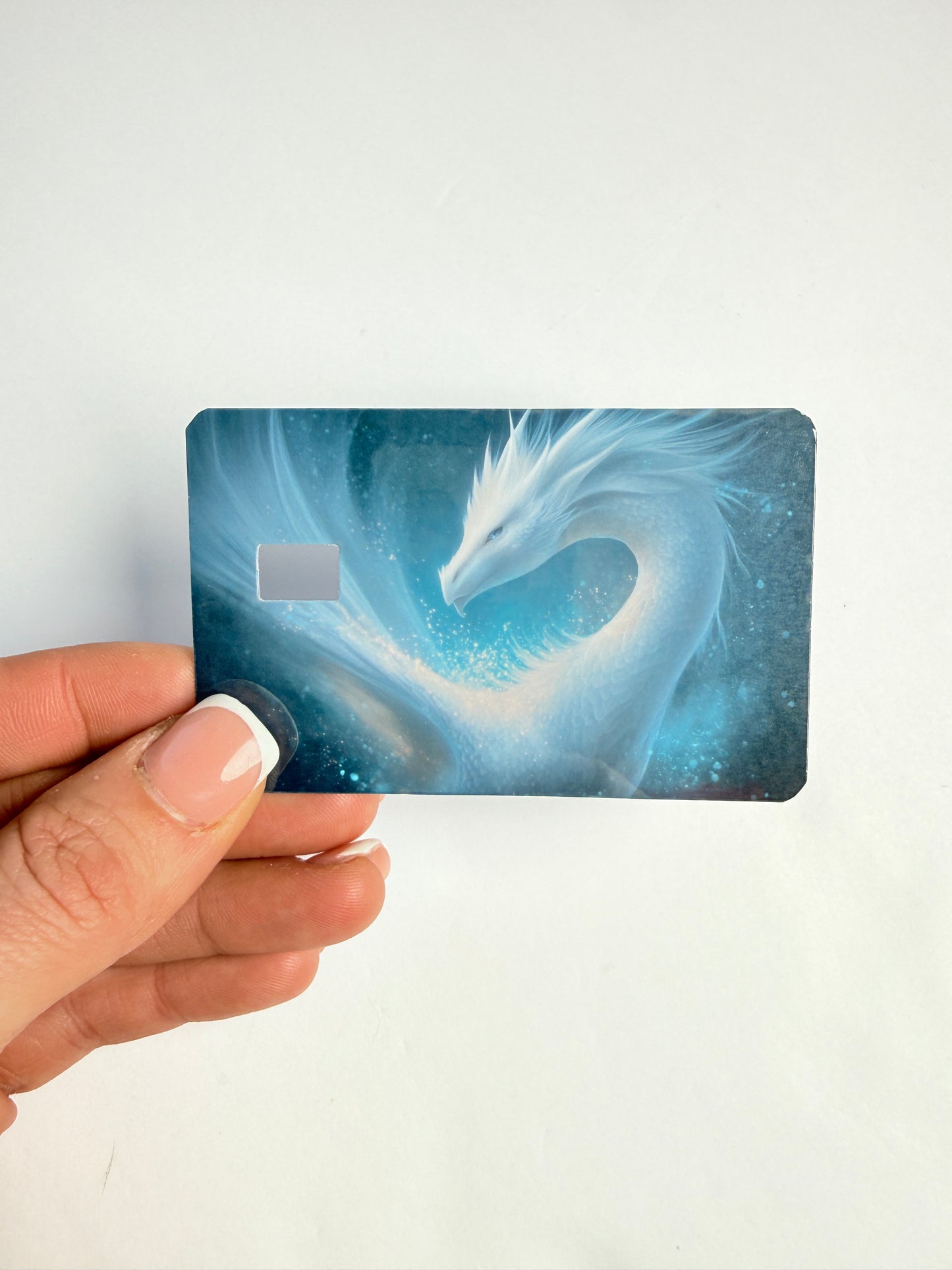 Celestial Ice Dragon Debit Card Skin | Ethereal Blue Fantasy Card Cover