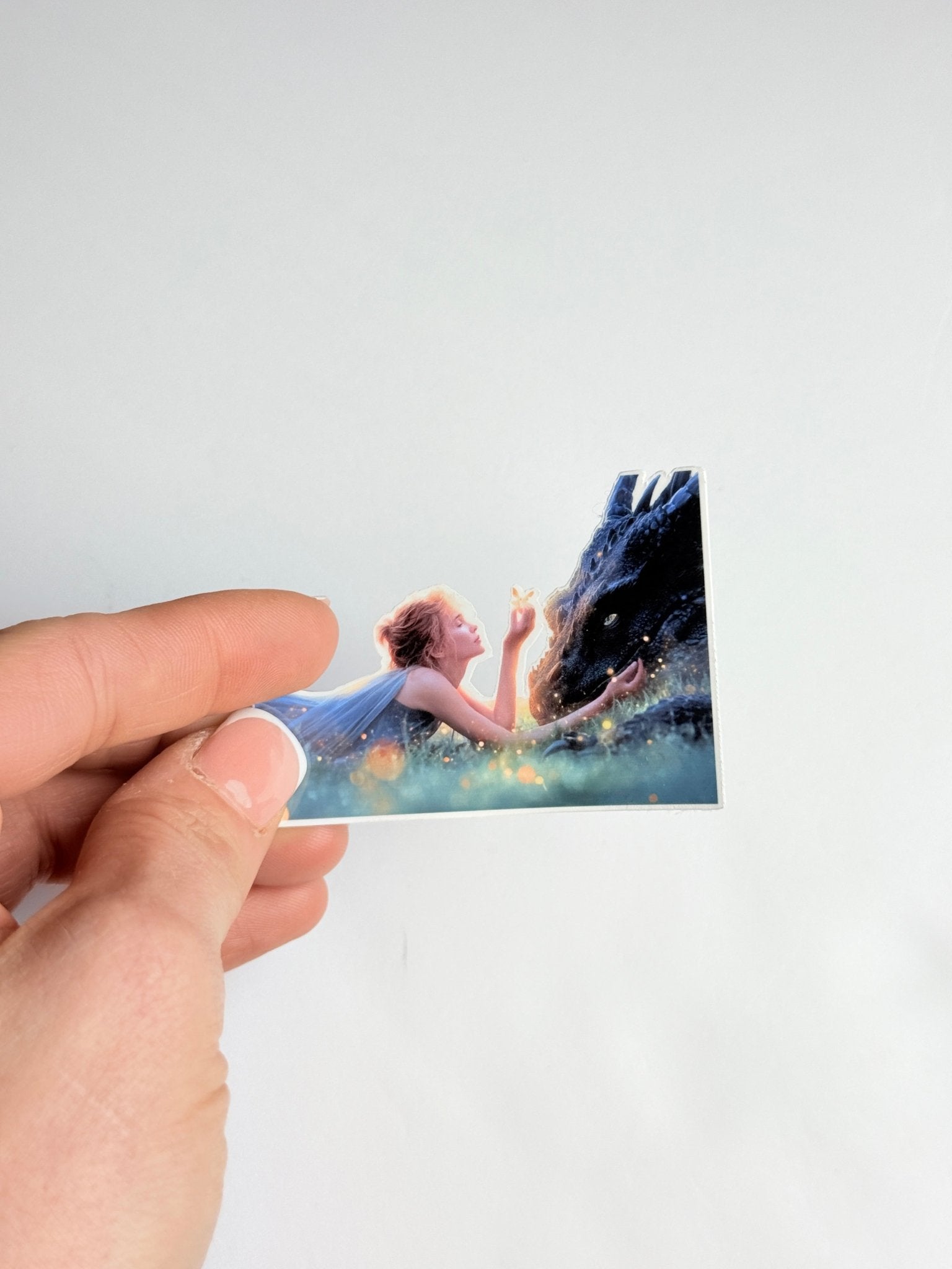 Girl & Dragon Sticker | Gentle Bond Romantasy Vinyl Decal by The Sticker Era