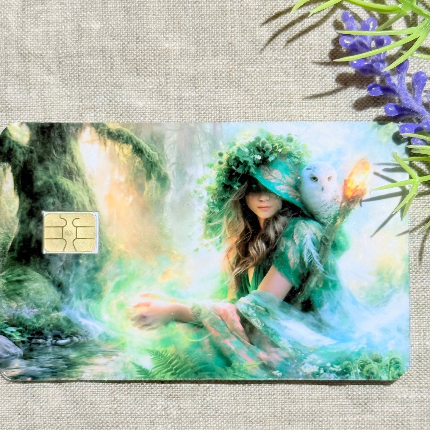 Forest Fae Debit Card Skin, Cottagecore Owl Witch Card Cover by The Sticker Era