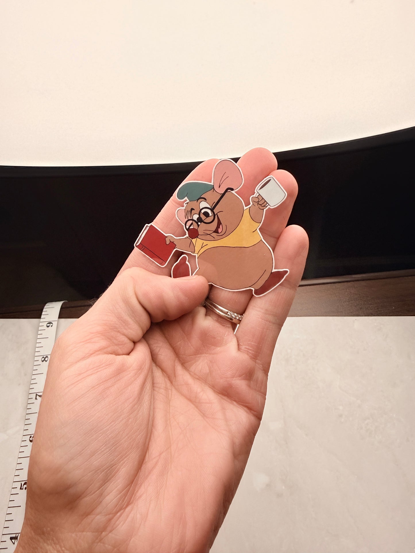 Detailed illustration of Gus Gus the mouse on waterproof vinyl
