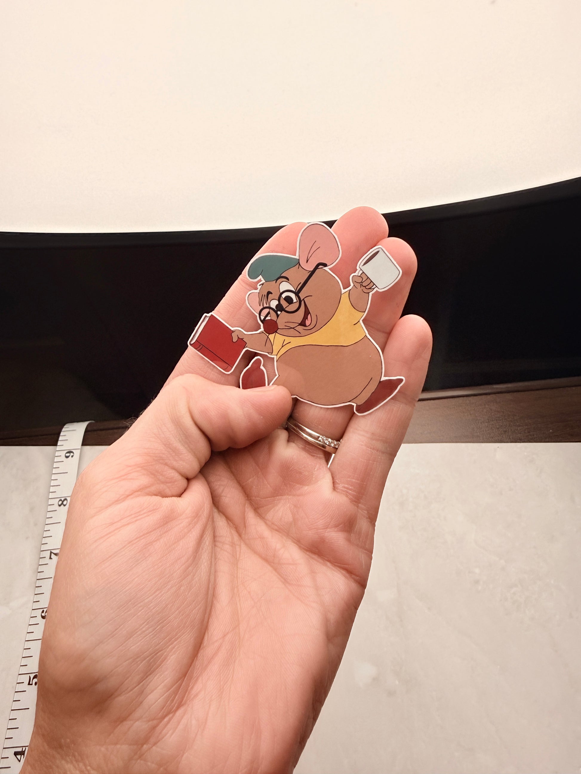 Detailed illustration of Gus Gus the mouse on waterproof vinyl

