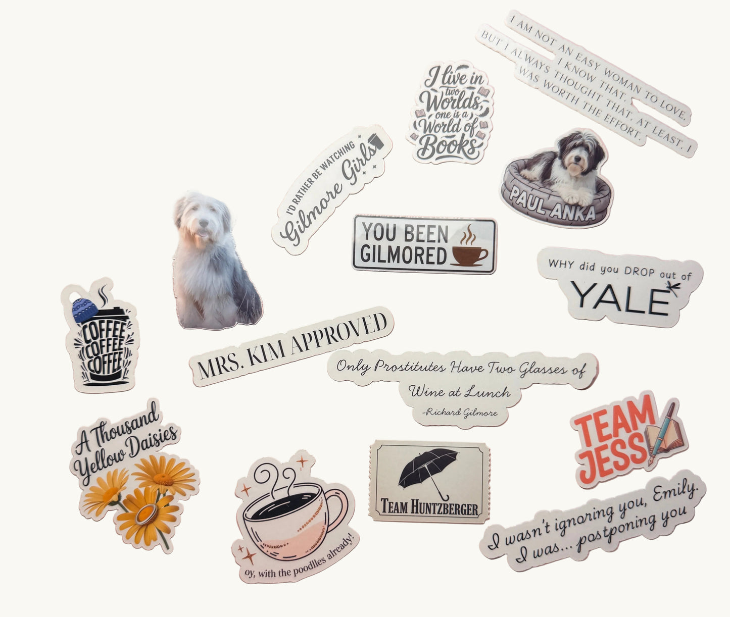 Gilmore Girls sticker bundle, TV show vinyl decal set

