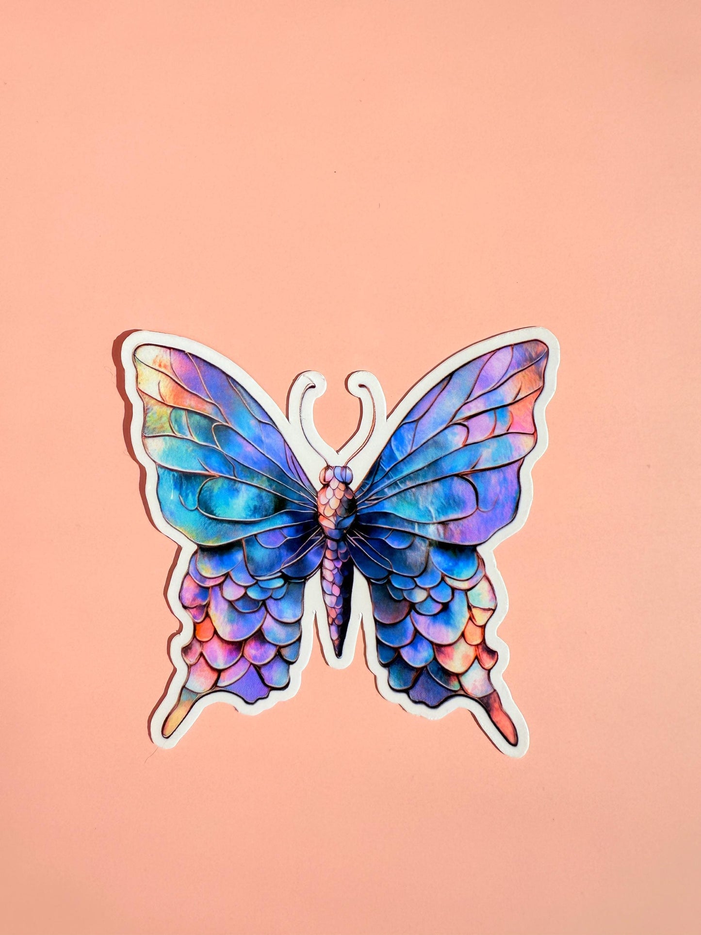 Iridescent Butterfly Sticker: Holographic Mermaid Scale Vinyl Decal __etsy:6960277501