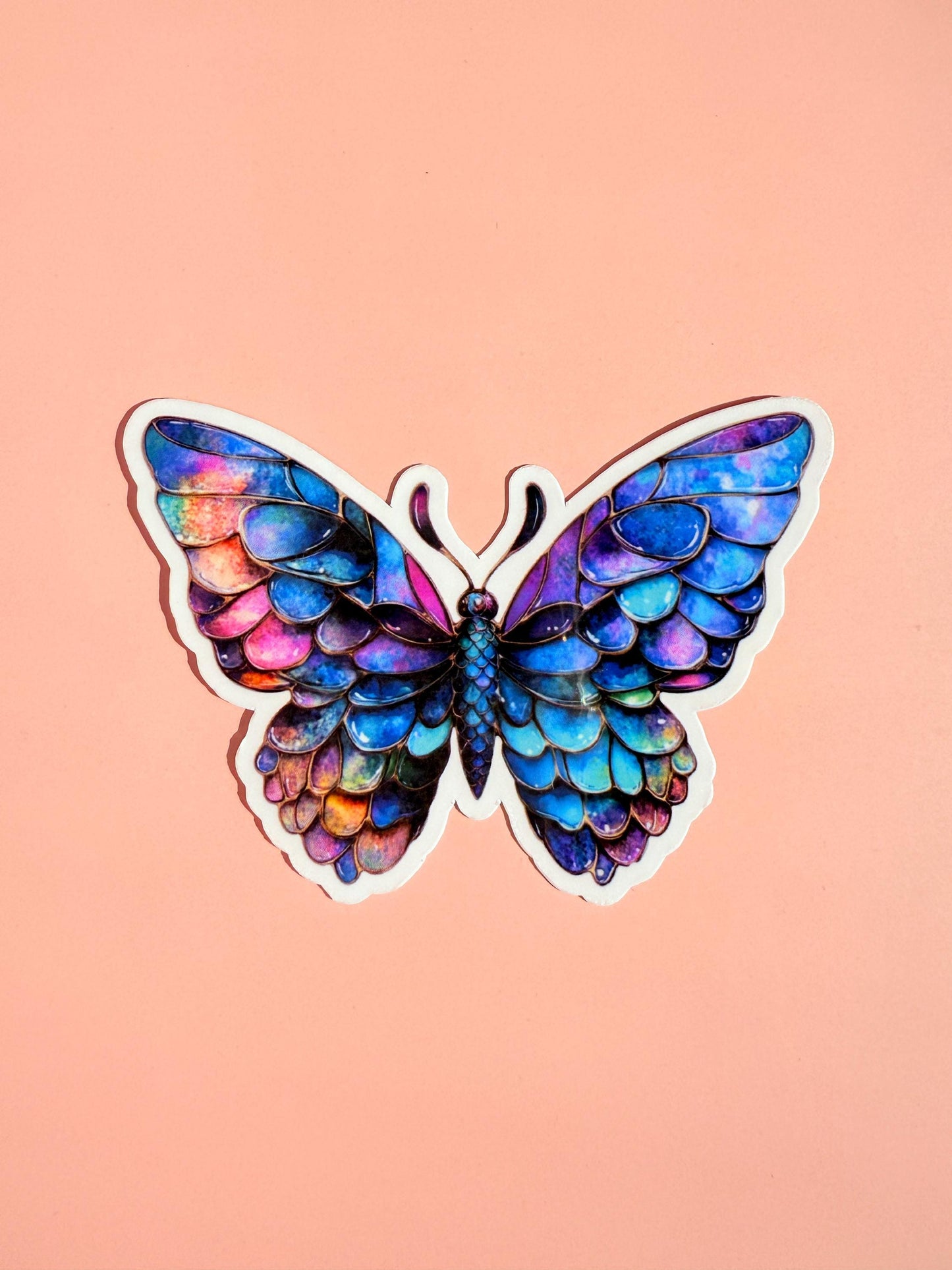 Iridescent Butterfly Sticker: Holographic Mermaid Scale Vinyl Decal __etsy:6912305778