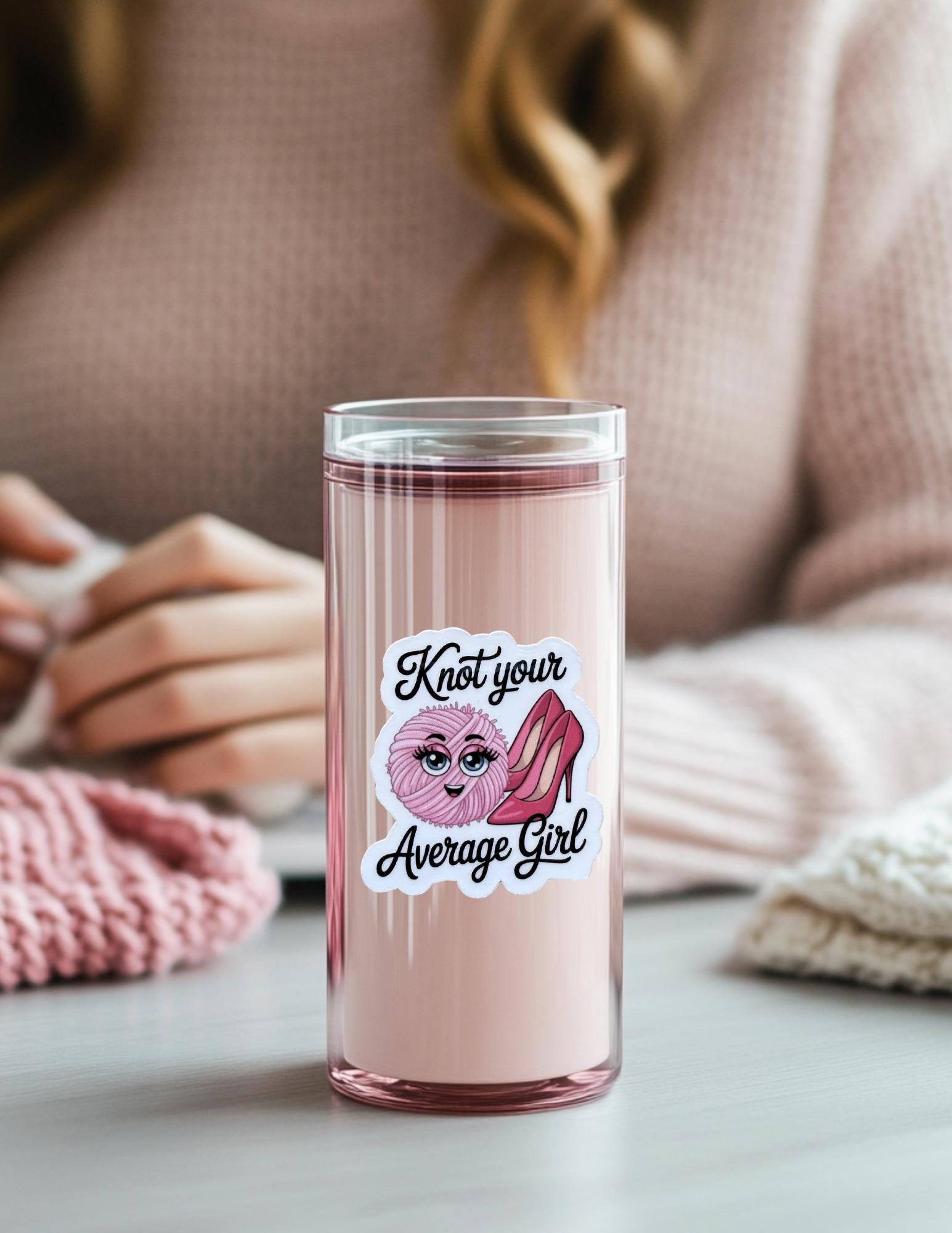 Knitting Sticker, Funny Yarn Lover Gift, Crochet Water Bottle Decal __etsy:6891761047