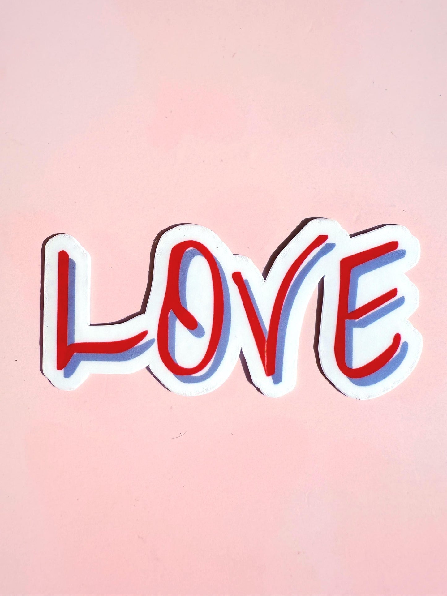 LOVE Script Vinyl Sticker: Hand-Drawn Red & White Decal __etsy:7058450505