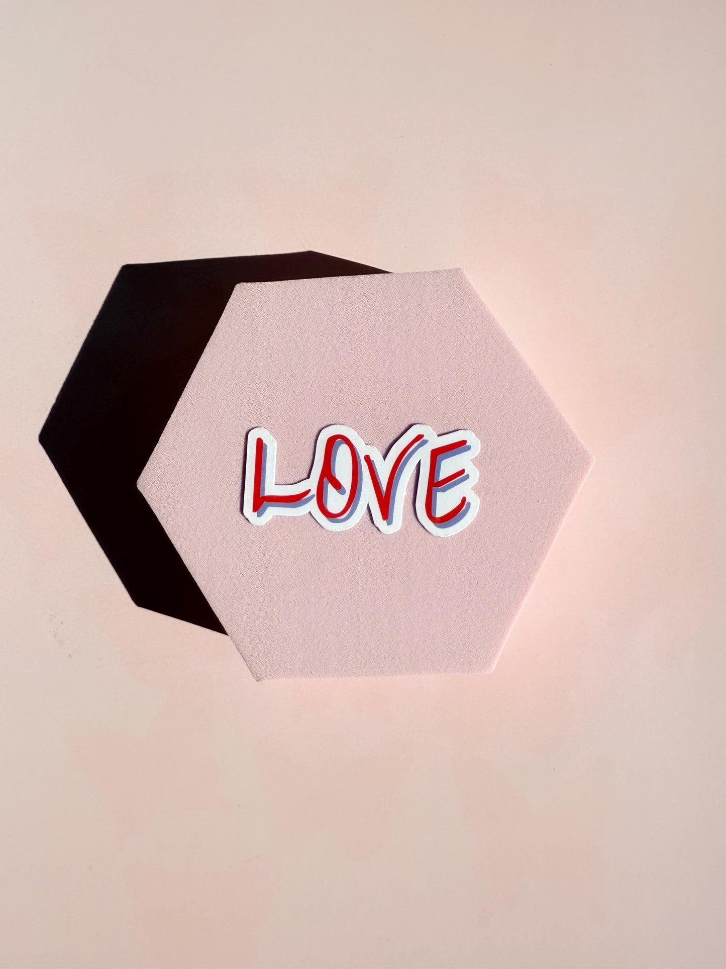 LOVE Script Vinyl Sticker: Hand-Drawn Red & White Decal __etsy:7010423652