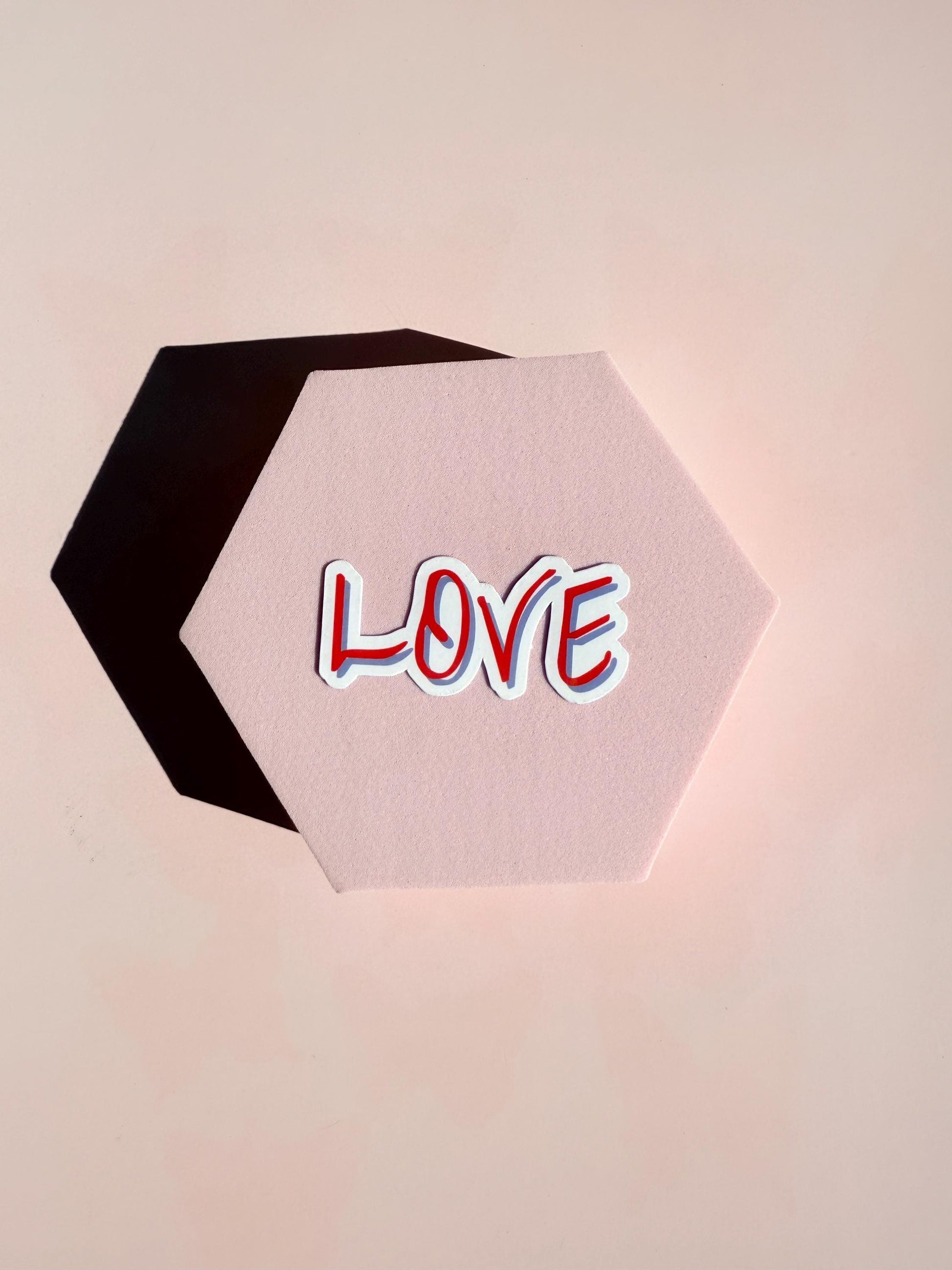 LOVE Script Vinyl Sticker: Hand-Drawn Red & White Decal __etsy:7010423652