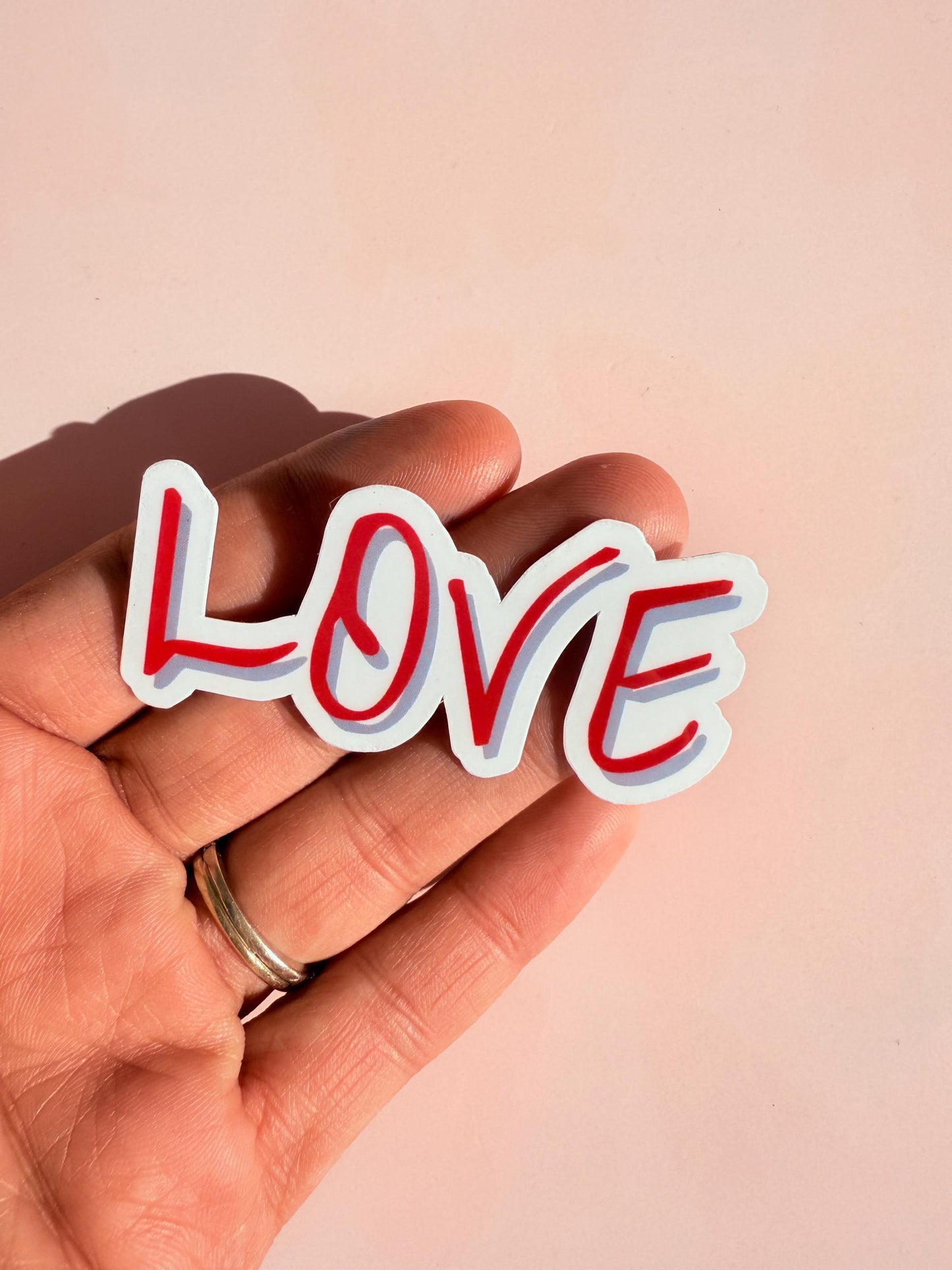LOVE Script Vinyl Sticker: Hand-Drawn Red & White Decal __etsy:7010423658