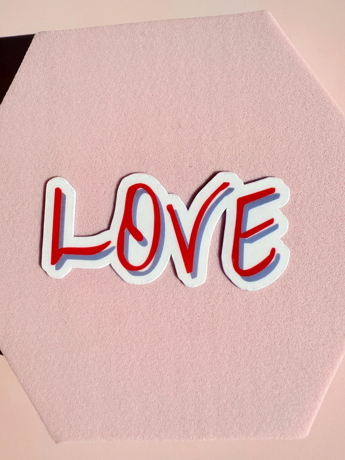 LOVE Script Vinyl Sticker: Hand-Drawn Red & White Decal __etsy:7058403741