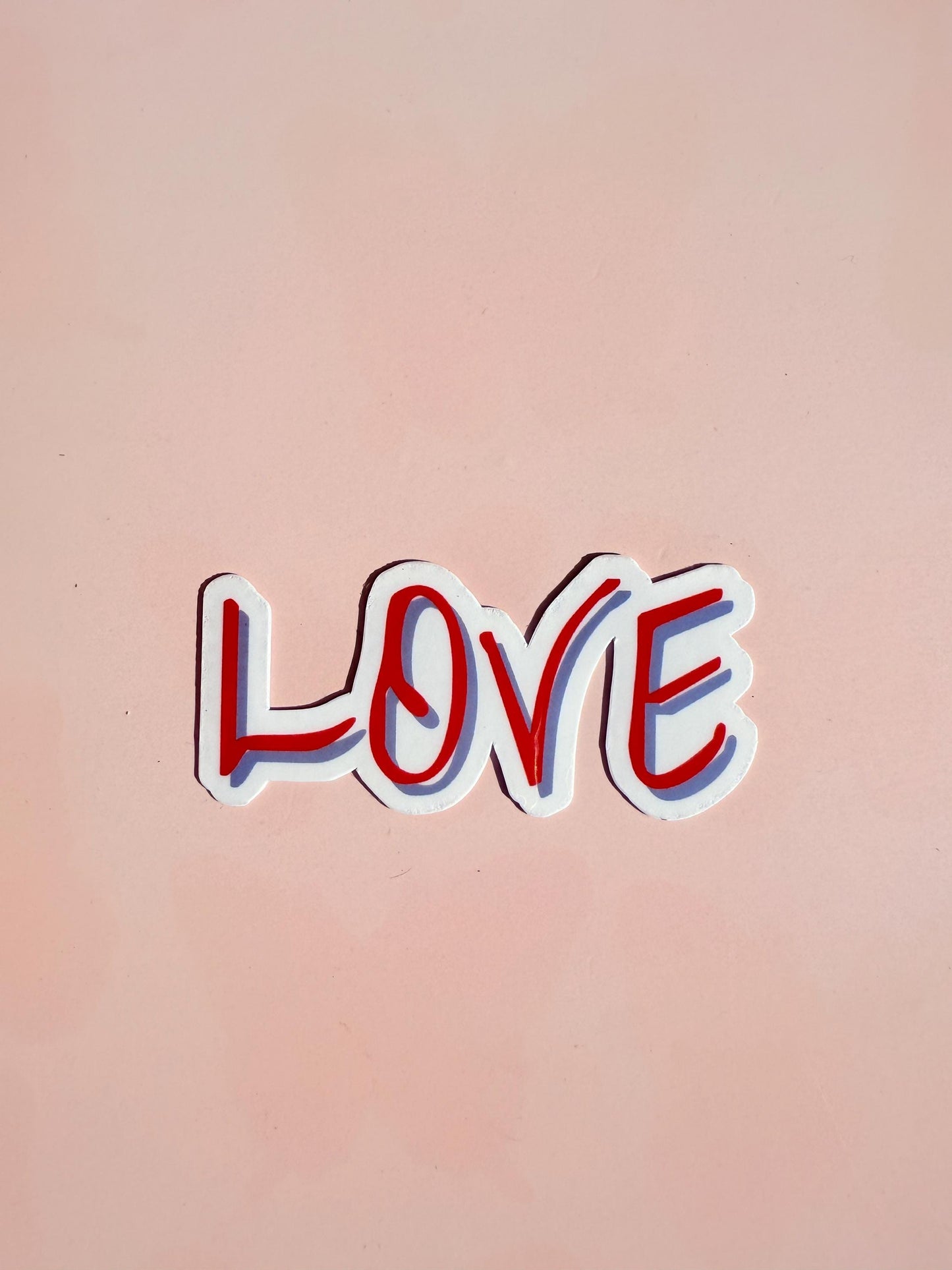 LOVE Script Vinyl Sticker: Hand-Drawn Red & White Decal __etsy:7058403793