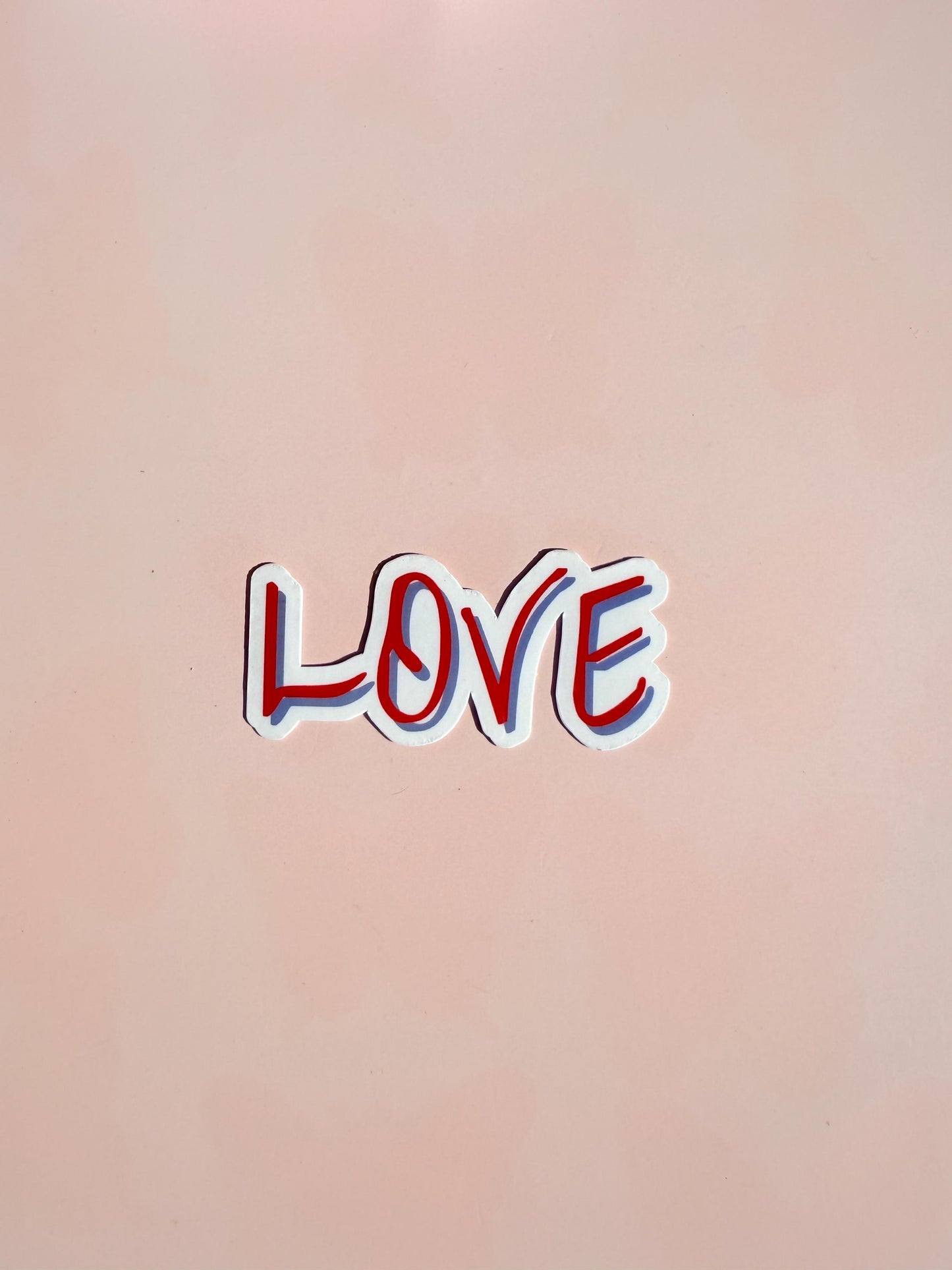 LOVE Script Vinyl Sticker: Hand-Drawn Red & White Decal __etsy:7058403713