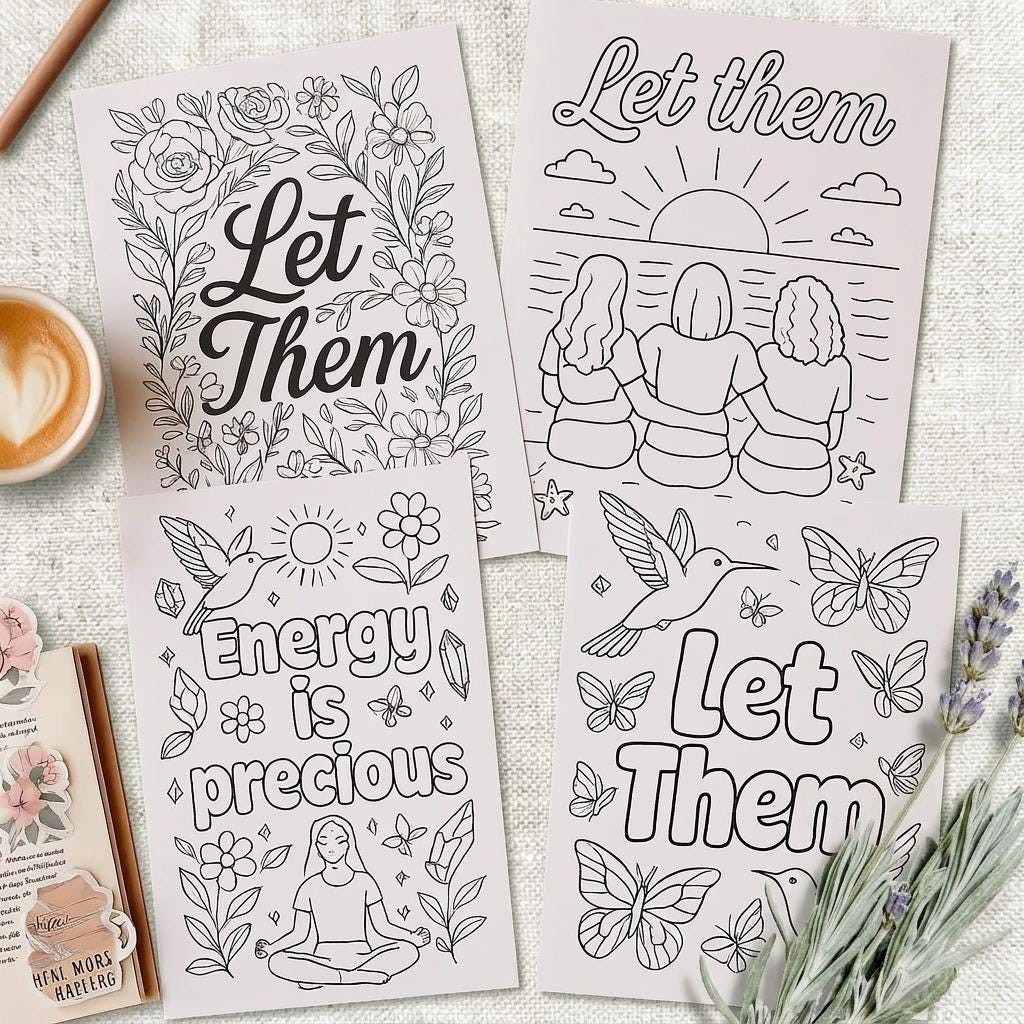 Let Them Coloring Pages – Printable Art for Relaxation, Journals & Creative Fun __etsy:8116259660