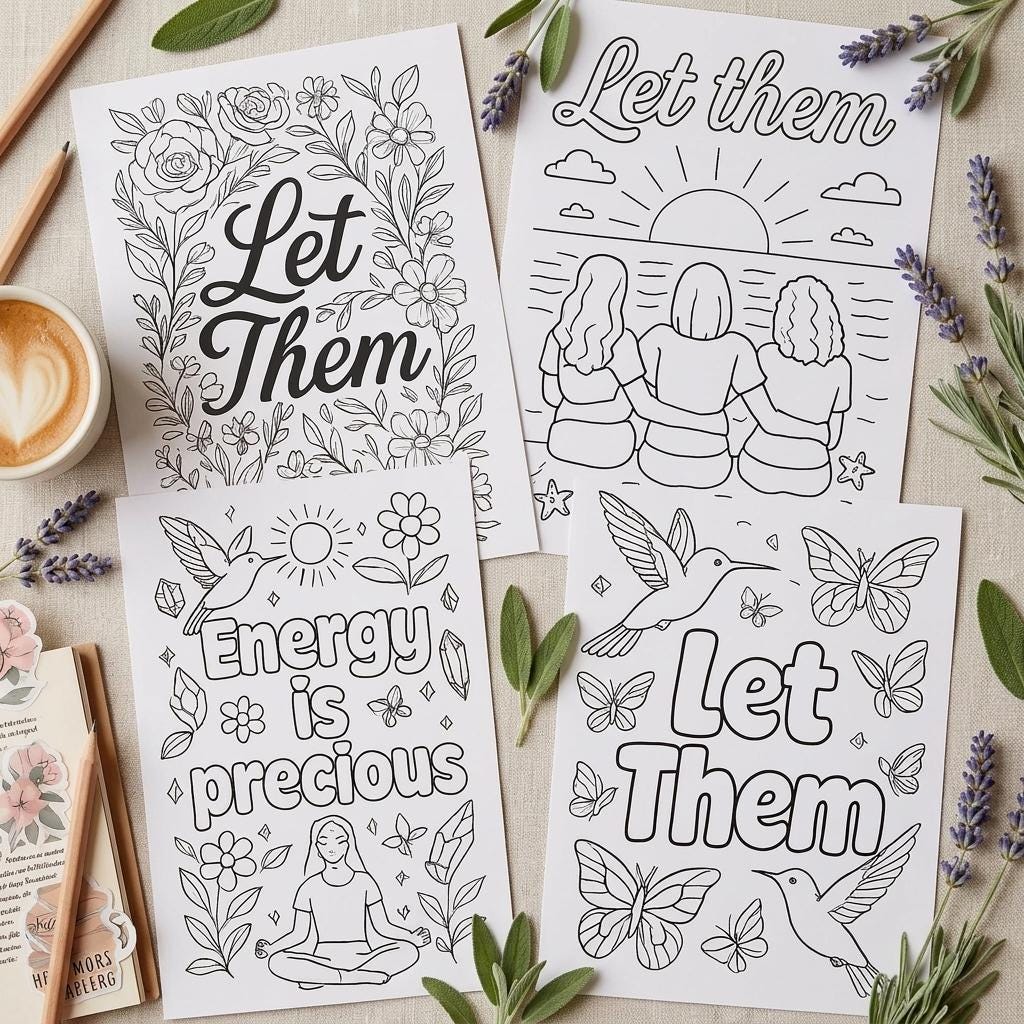 Let Them Coloring Pages – Printable Art for Relaxation, Journals & Creative Fun __etsy:8164167871