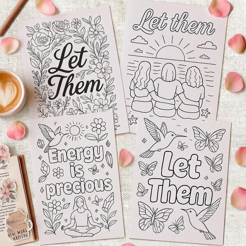 Let Them Coloring Pages – Printable Art for Relaxation, Journals & Creative Fun __etsy:8116259658