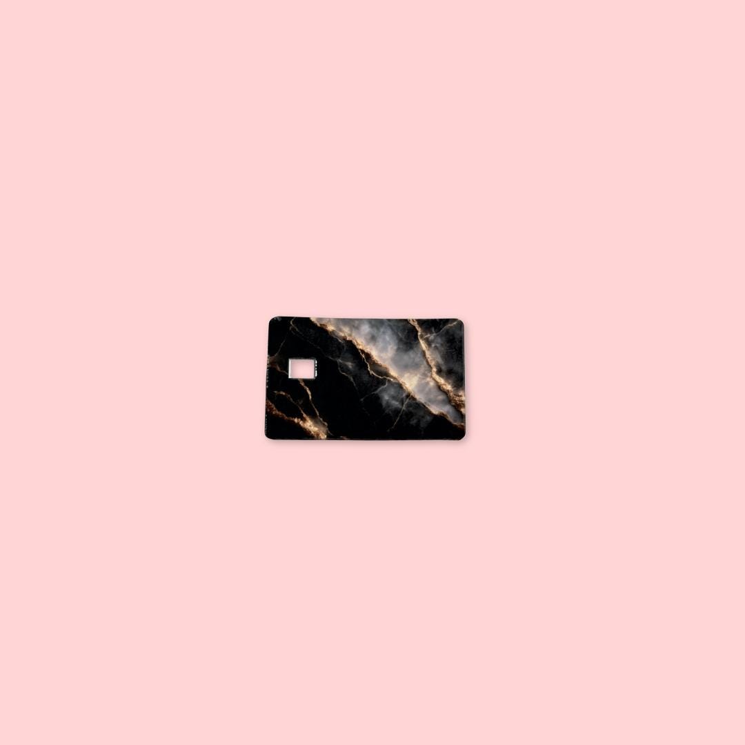 Marble Debit Card Skin Duo — Black & White Gold Veined Vinyl Card Covers __etsy:7565791622