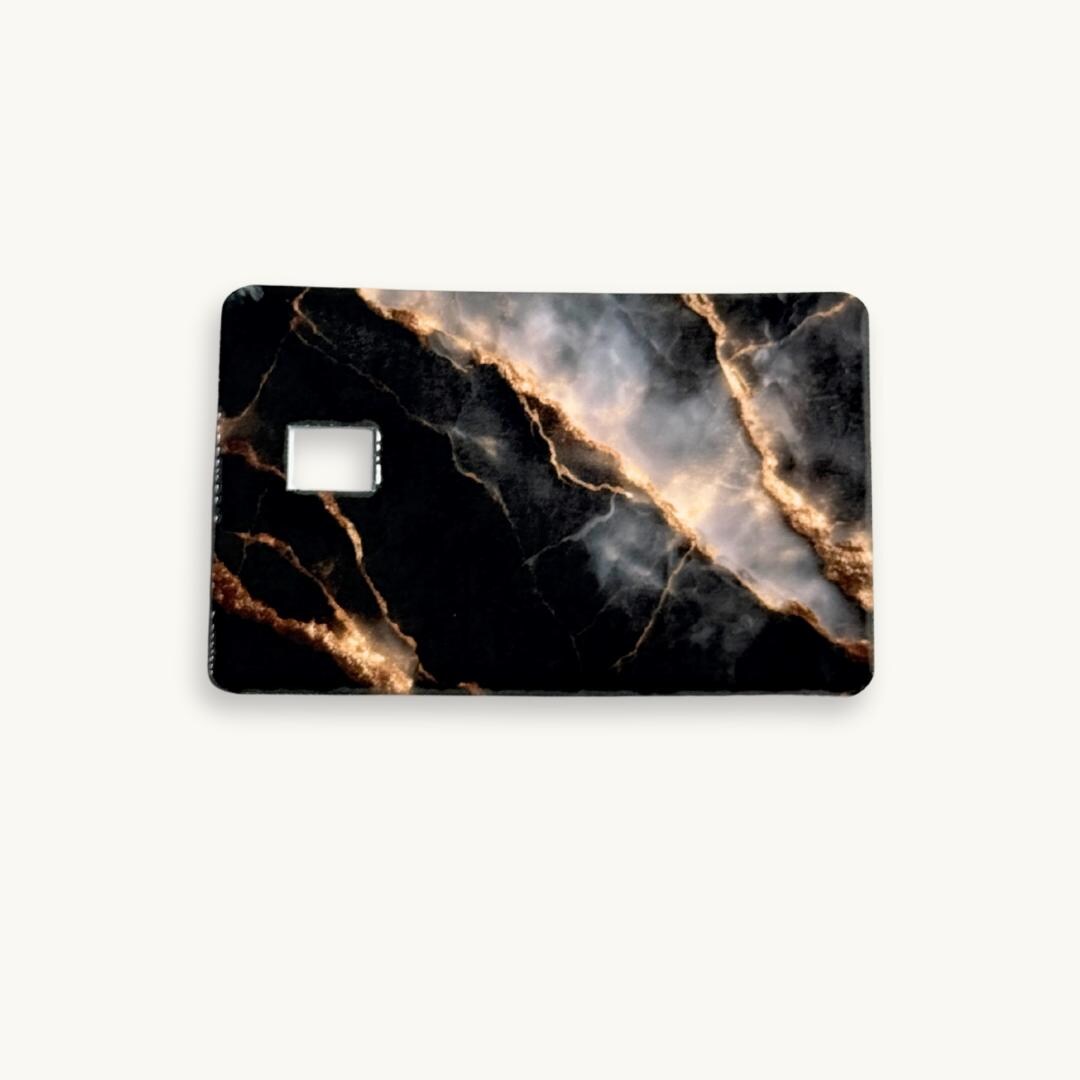 Marble Debit Card Skin Duo — Black & White Gold Veined Vinyl Card Covers __etsy:7565785530
