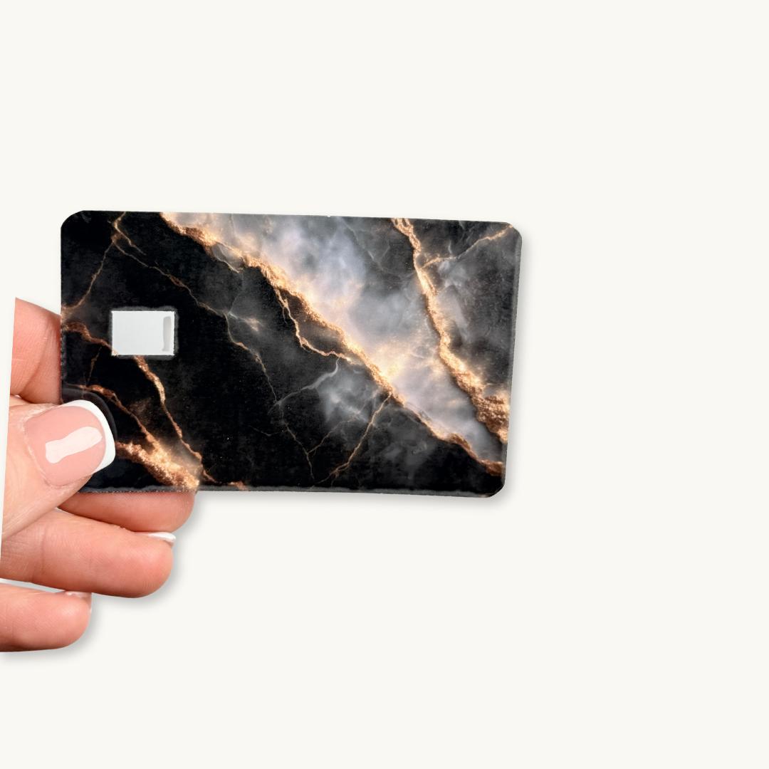 Marble Debit Card Skin Duo — Black & White Gold Veined Vinyl Card Covers __etsy:7613729727