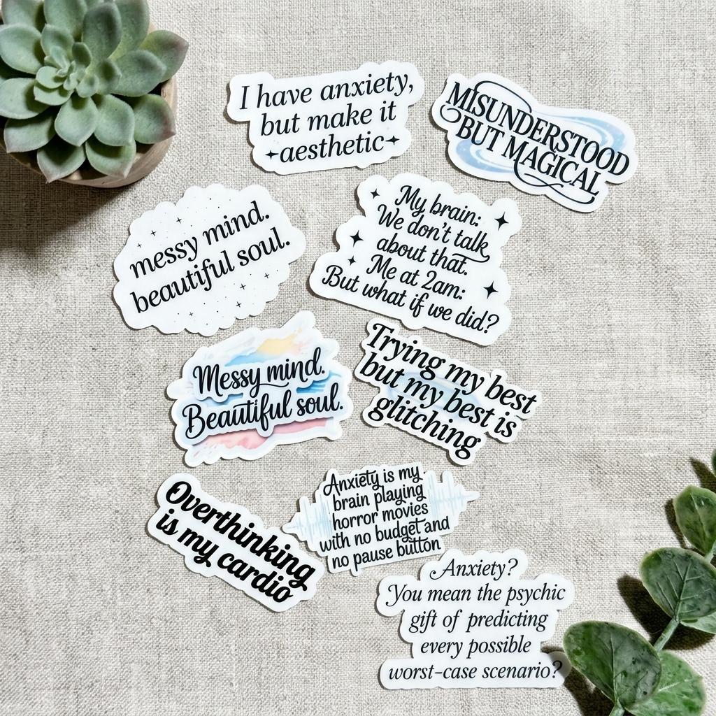 Mental Health Sticker Pack: Relatable Anxiety Humor, Neurodiversity Self-Love __etsy:8109267220