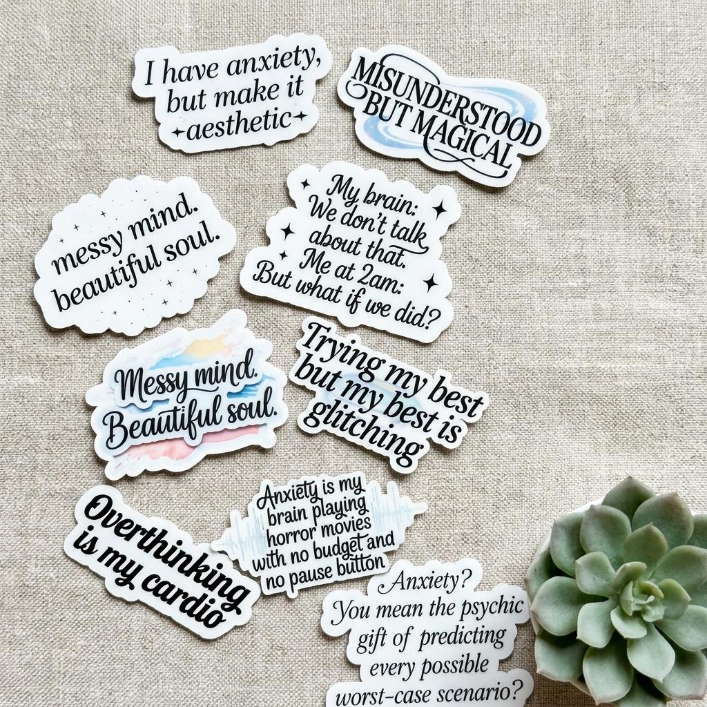 Mental Health Sticker Pack: Relatable Anxiety Humor, Neurodiversity Self-Love __etsy:8109267016