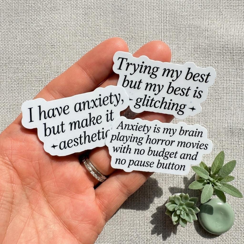 Mental Health Sticker Pack: Relatable Anxiety Humor, Neurodiversity Self-Love __etsy:8109267212