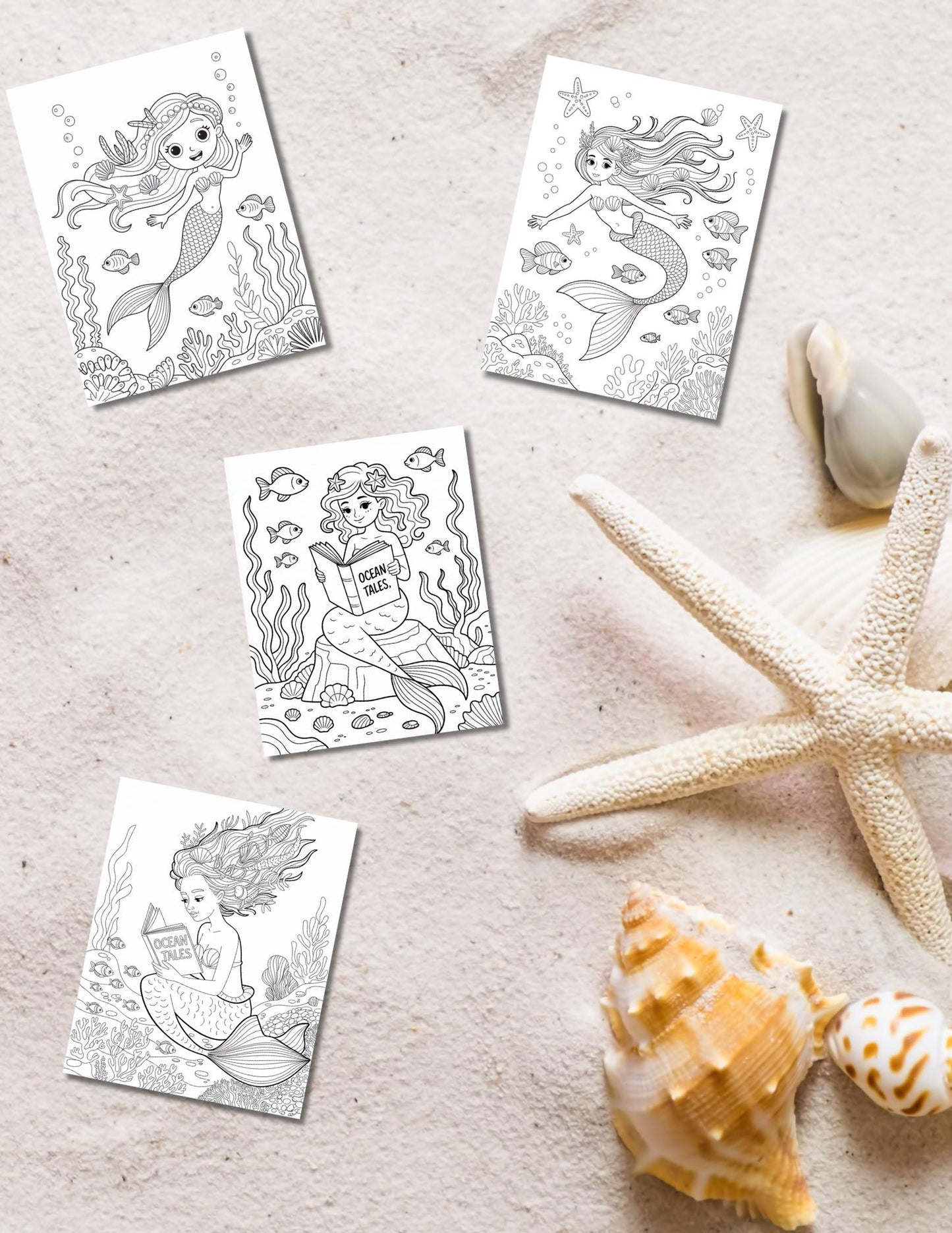 Mermaid Coloring Book: 22 Printable Ocean Fantasy Pages (PDF Download __etsy:6909404370