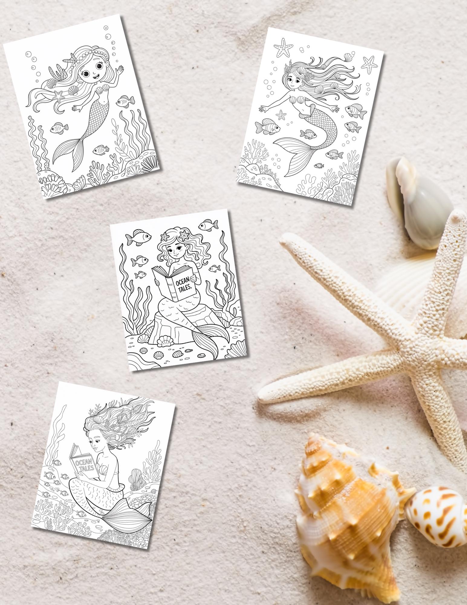 Mermaid Coloring Book: 22 Printable Ocean Fantasy Pages (PDF Download __etsy:6909404370