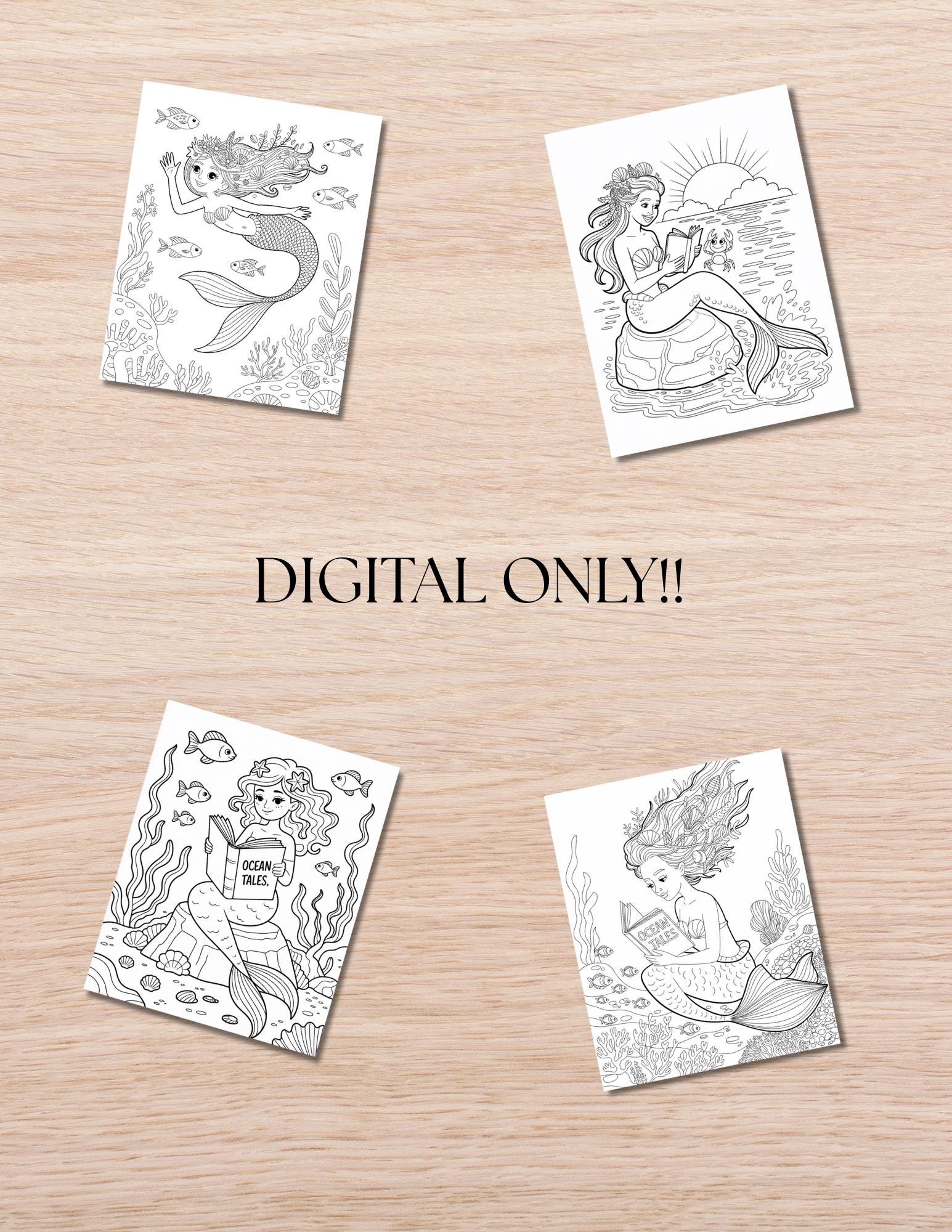 Mermaid Coloring Book: 22 Printable Ocean Fantasy Pages (PDF Download __etsy:6909404434