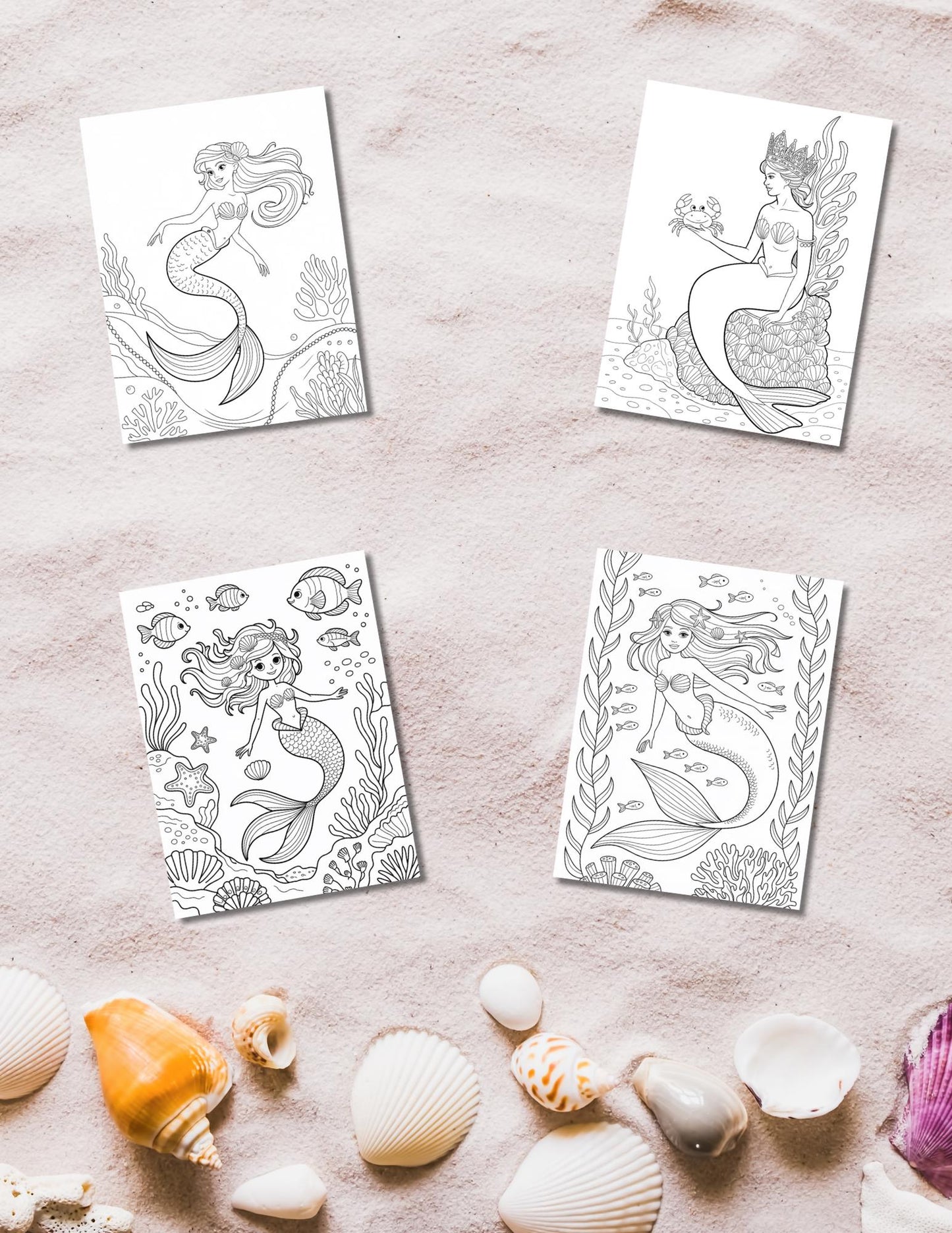 Mermaid Coloring Book: 22 Printable Ocean Fantasy Pages (PDF Download __etsy:6957379013
