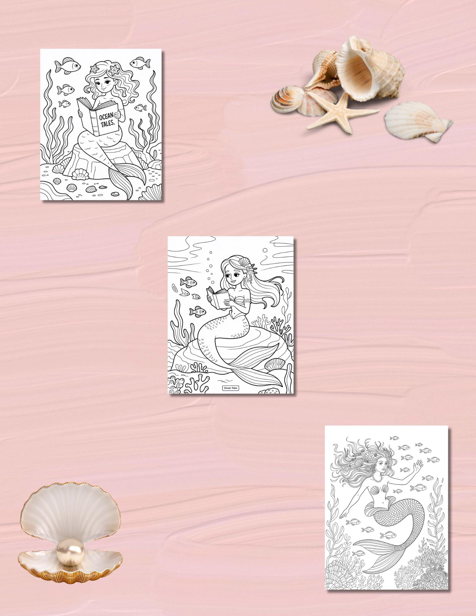 Mermaid Coloring Book: 22 Printable Ocean Fantasy Pages (PDF Download __etsy:6957378867