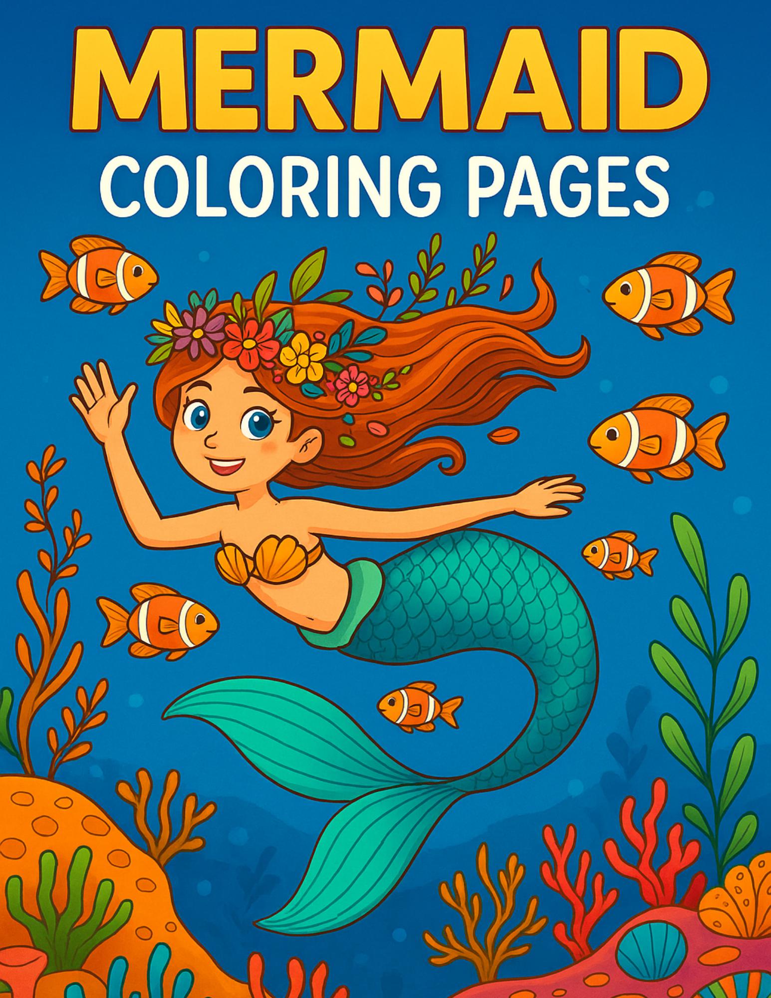 Mermaid Coloring Book: 22 Printable Ocean Fantasy Pages (PDF Download __etsy:6909404412
