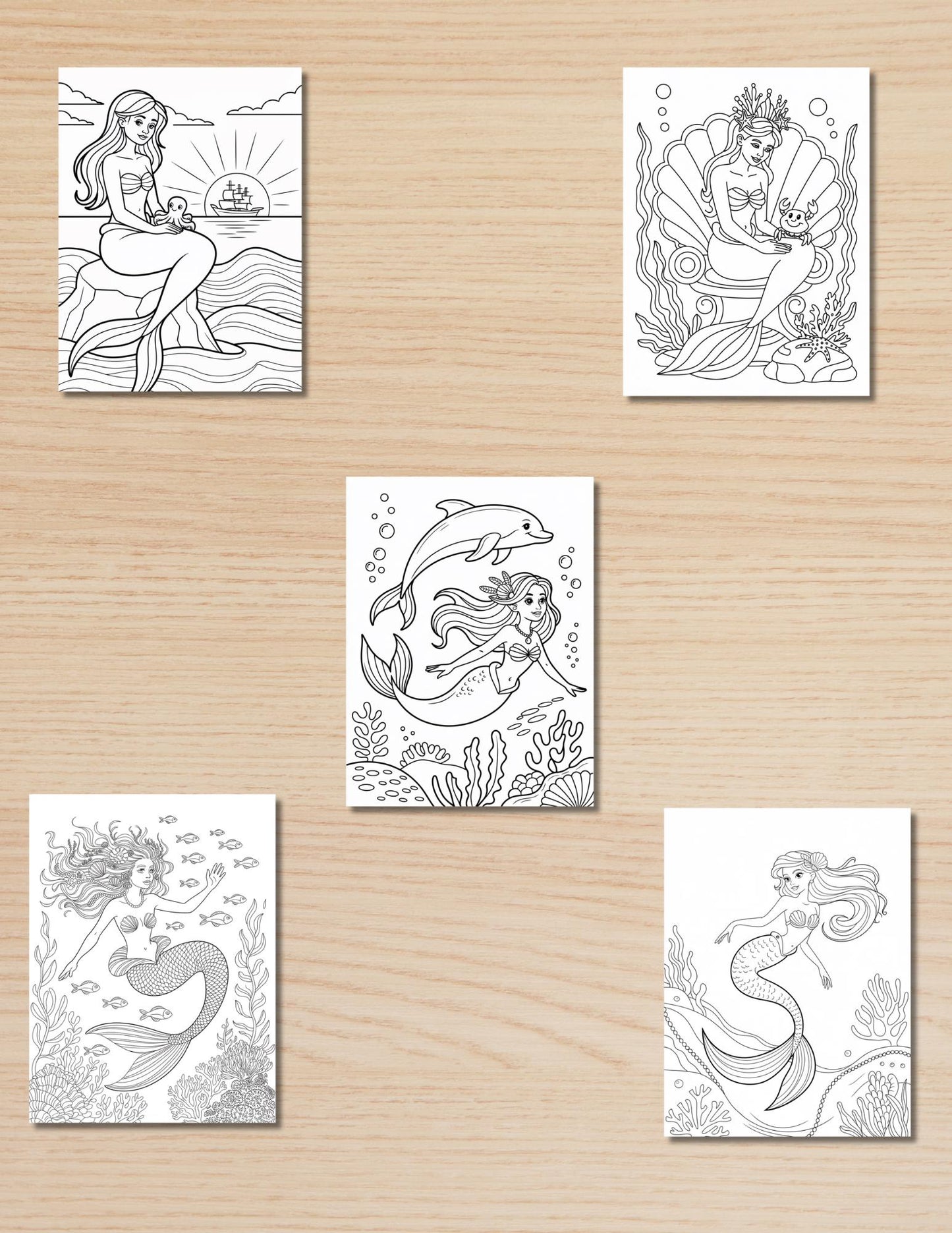 Mermaid Coloring Book: 22 Printable Ocean Fantasy Pages (PDF Download __etsy:6909404426