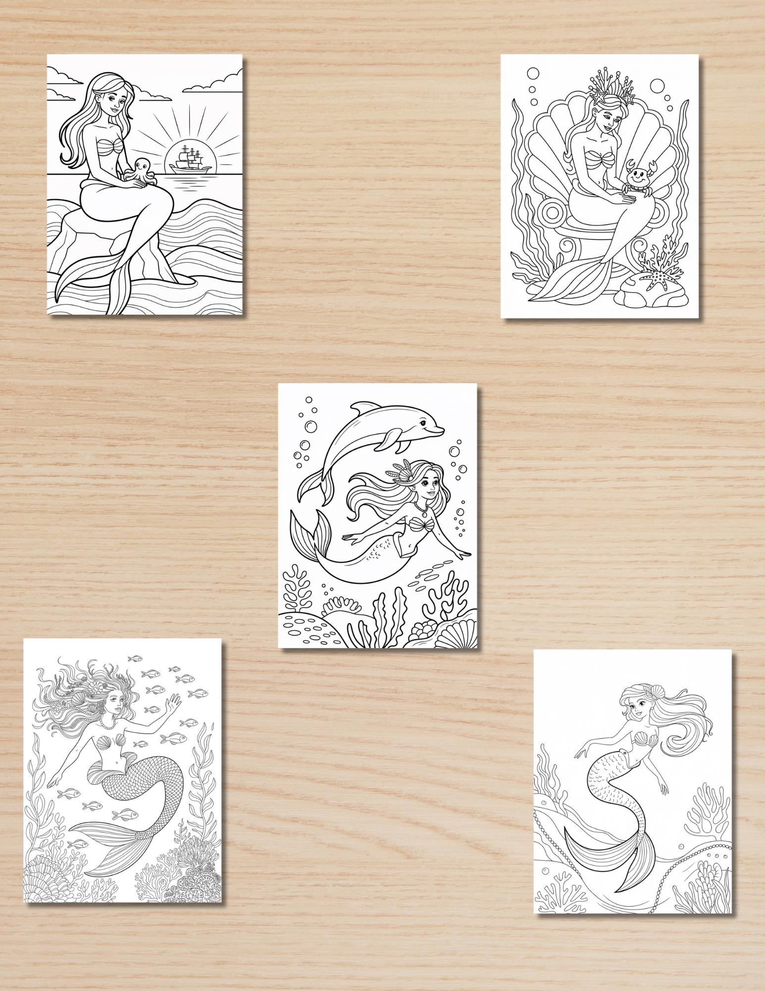 Mermaid Coloring Book: 22 Printable Ocean Fantasy Pages (PDF Download __etsy:6909404426
