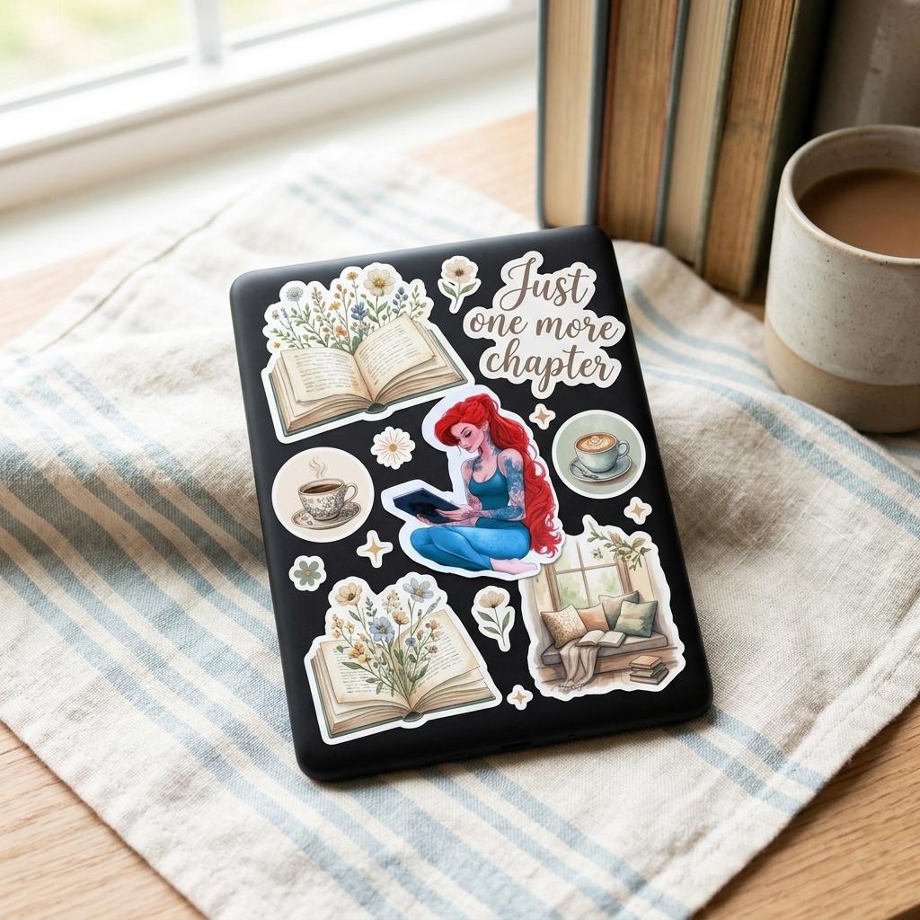 Mermaid Reading Sticker, Bookish Fantasy Vinyl Decal for Book Lovers __etsy:8133806256