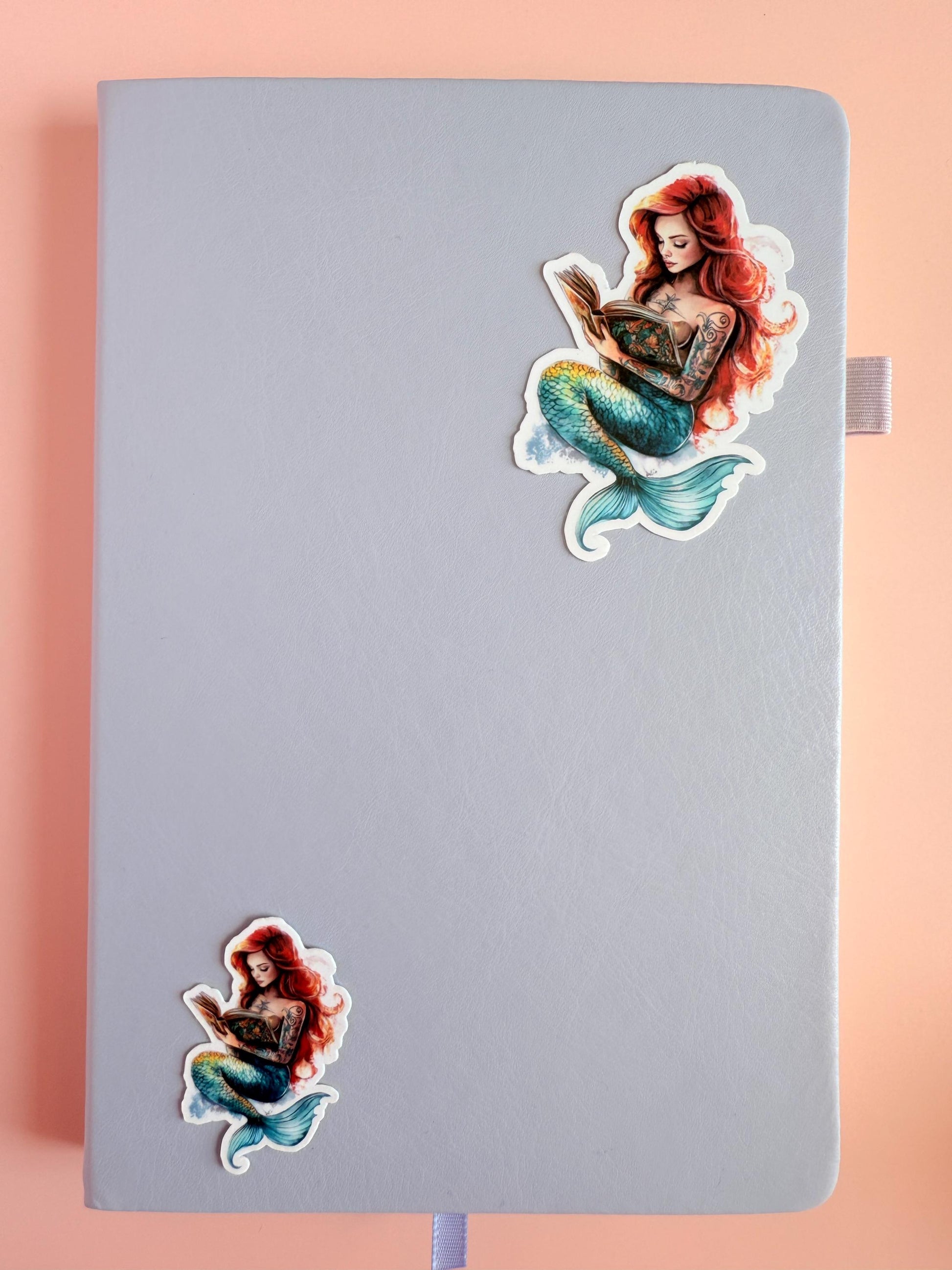 Mermaid Reading Sticker – Fantasy Bookish tattooed Vinyl for Kindles, Journals & Water Bottles __etsy:6892951614