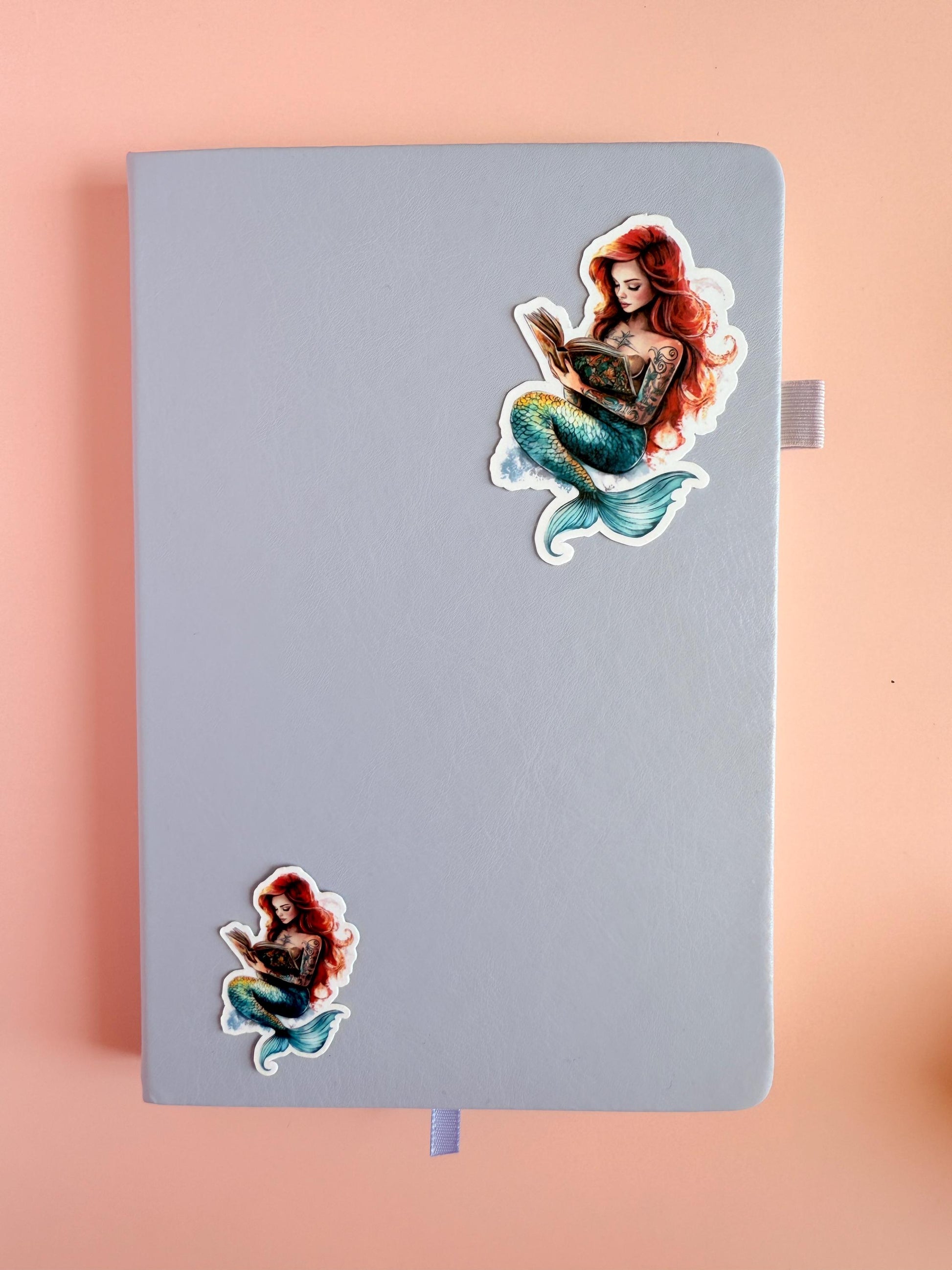 Mermaid Reading Sticker – Fantasy Bookish tattooed Vinyl for Kindles, Journals & Water Bottles __etsy:6940927565