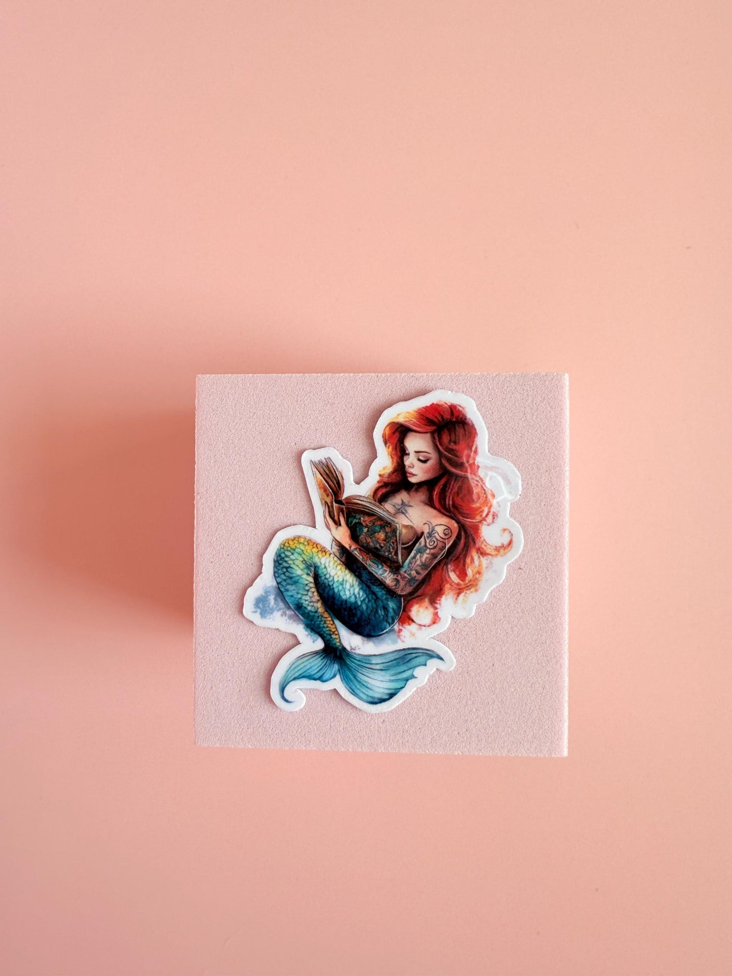 Mermaid Reading Sticker – Fantasy Bookish tattooed Vinyl for Kindles, Journals & Water Bottles __etsy:6940927549
