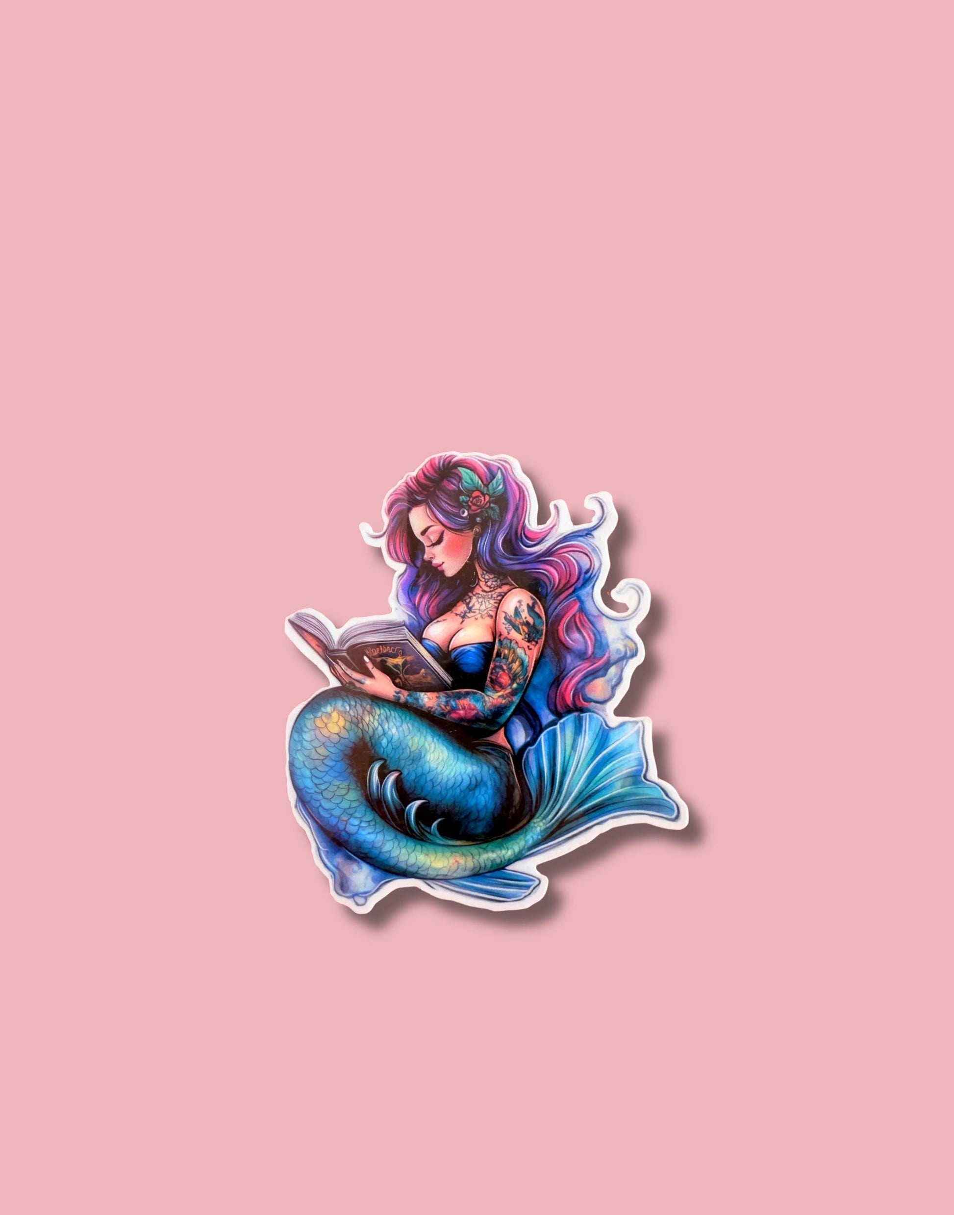 Mermaid Reading Sticker: Waterproof Vinyl Decal for Kindle __etsy:7463017474
