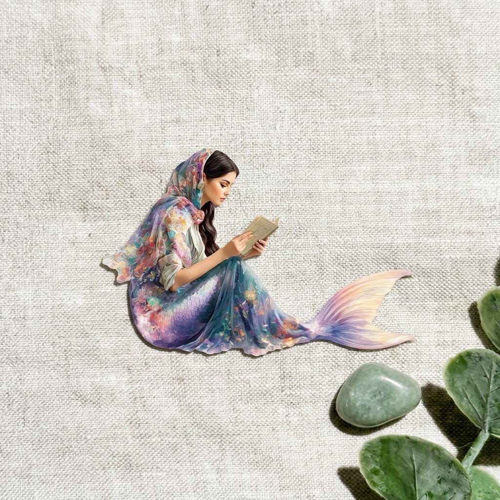 Middle Eastern Mermaid Vinyl Sticker — Waterproof Fantasy Decal __etsy:8109622480