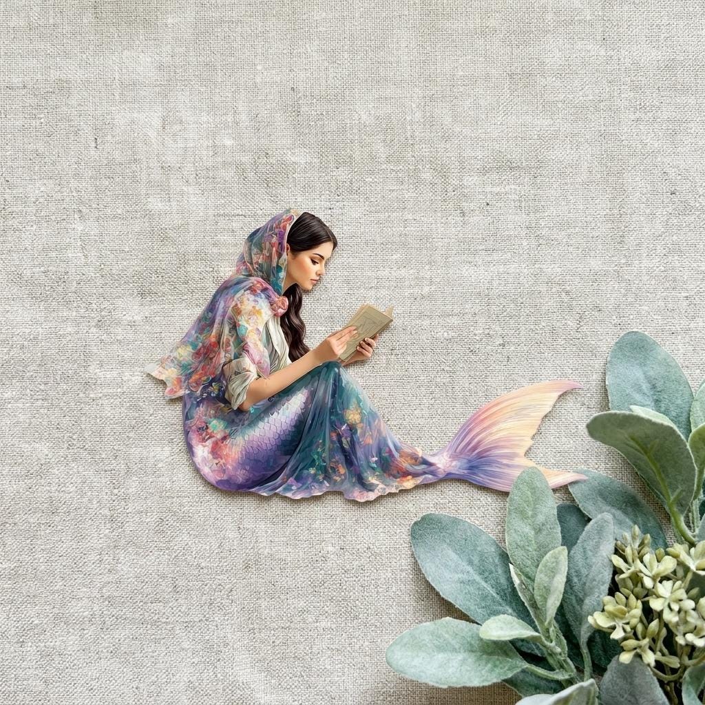 Middle Eastern Mermaid Vinyl Sticker — Waterproof Fantasy Decal __etsy:8157528843