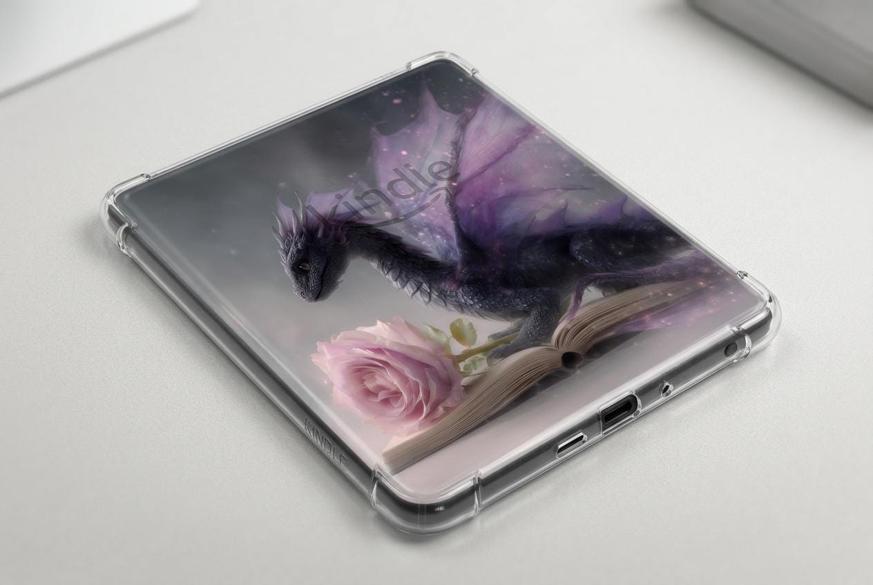 Misty Dragon Kindle Insert Pack, 3 Romantasy Wallpapers, Booktok Gift __etsy:8078175755