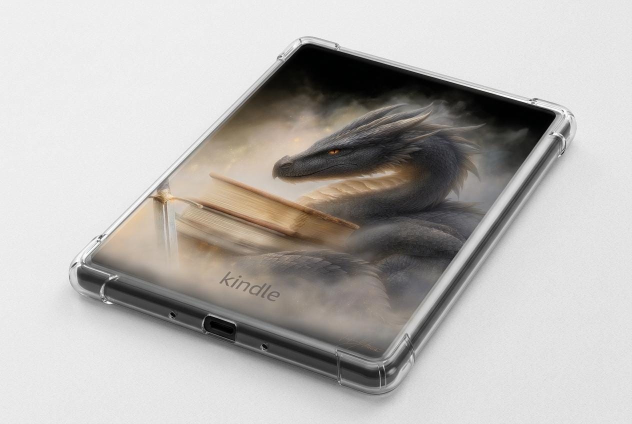 Misty Dragon Kindle Insert Pack, 3 Romantasy Wallpapers, Booktok Gift __etsy:8030266404