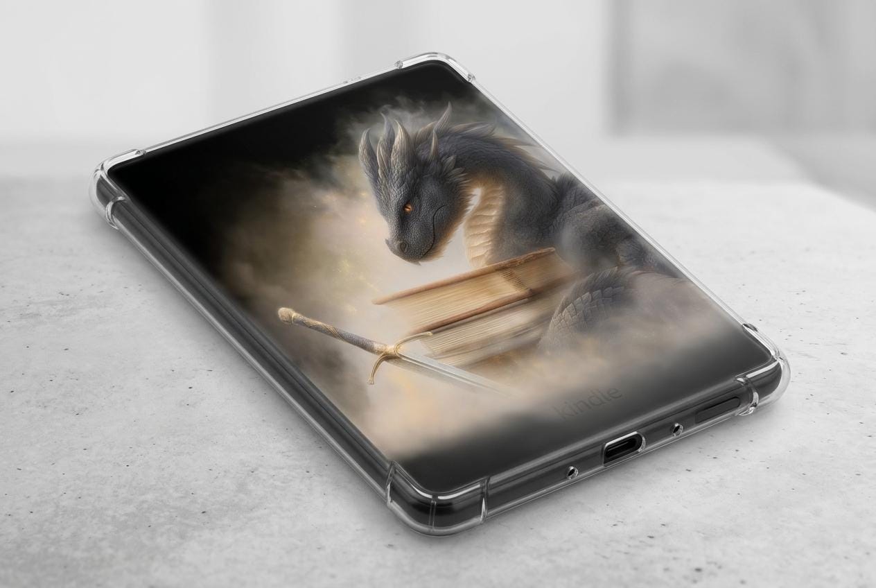 Misty Dragon Kindle Insert Pack, 3 Romantasy Wallpapers, Booktok Gift __etsy:8030266364