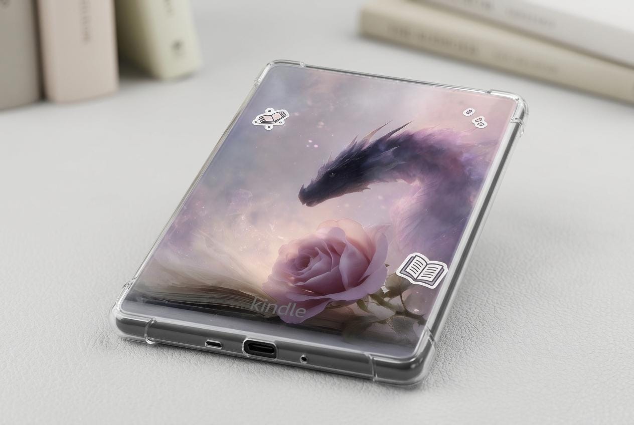 Misty Dragon Kindle Insert Pack, 3 Romantasy Wallpapers, Booktok Gift __etsy:8078175775