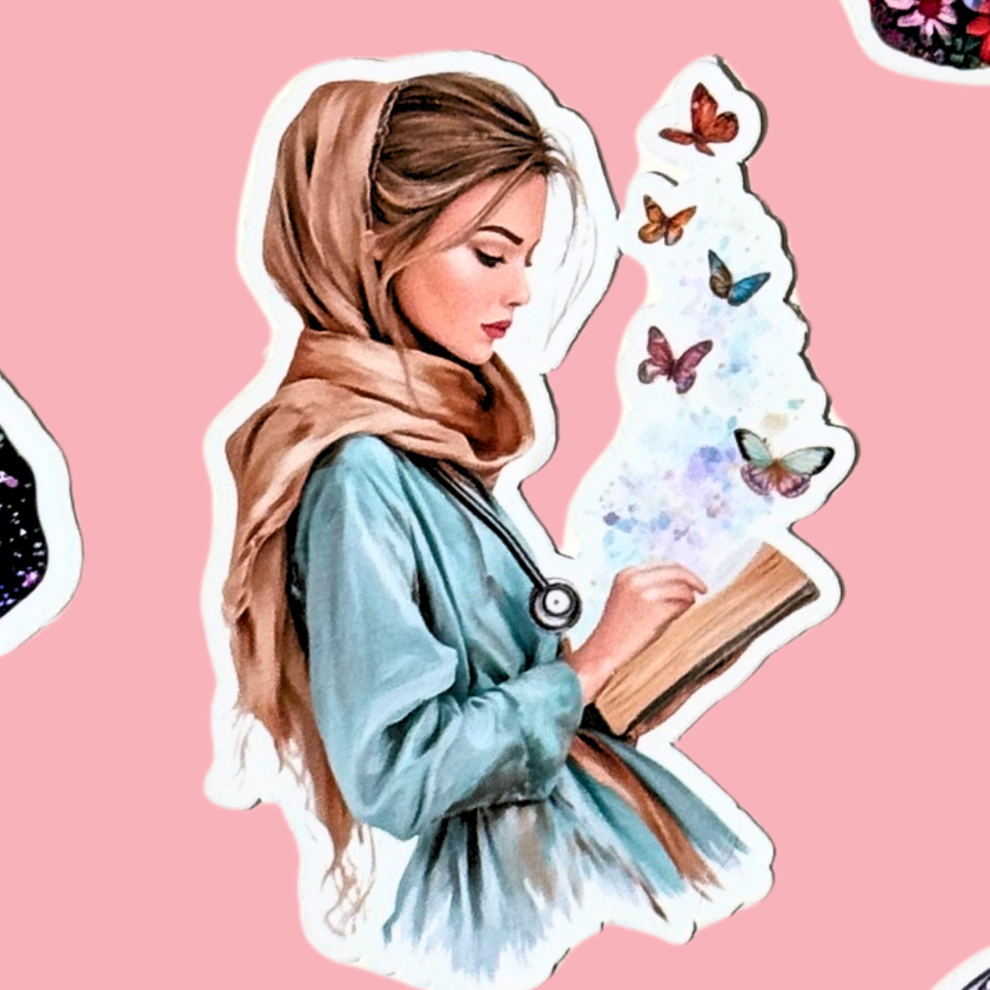 Modest nurse Reader Sticker Bundle | Inclusive Bookish Set __etsy:7781225593