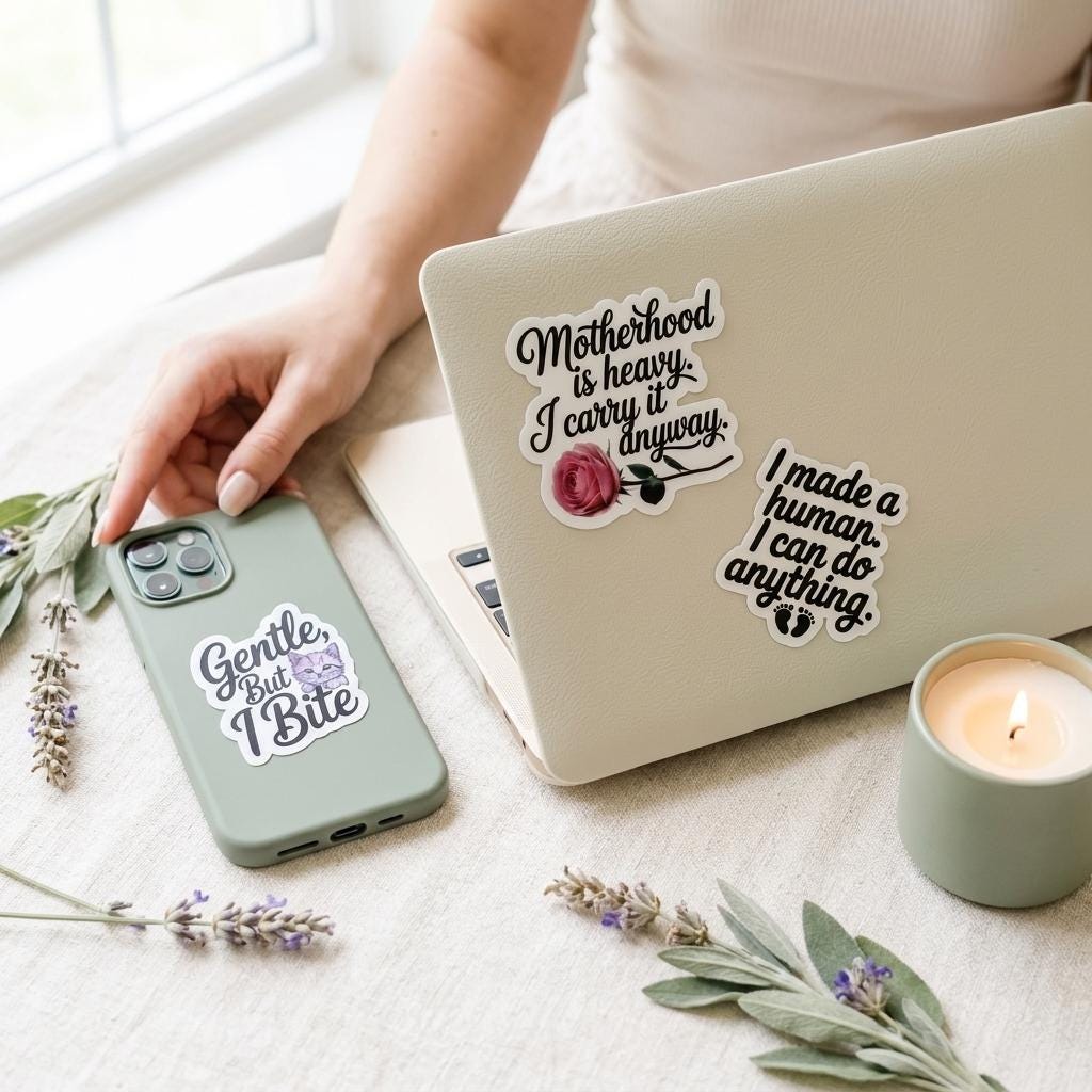 Motherhood Quote Sticker Set: Inspirational Mom Life Vinyl Decals __etsy:8182184039
